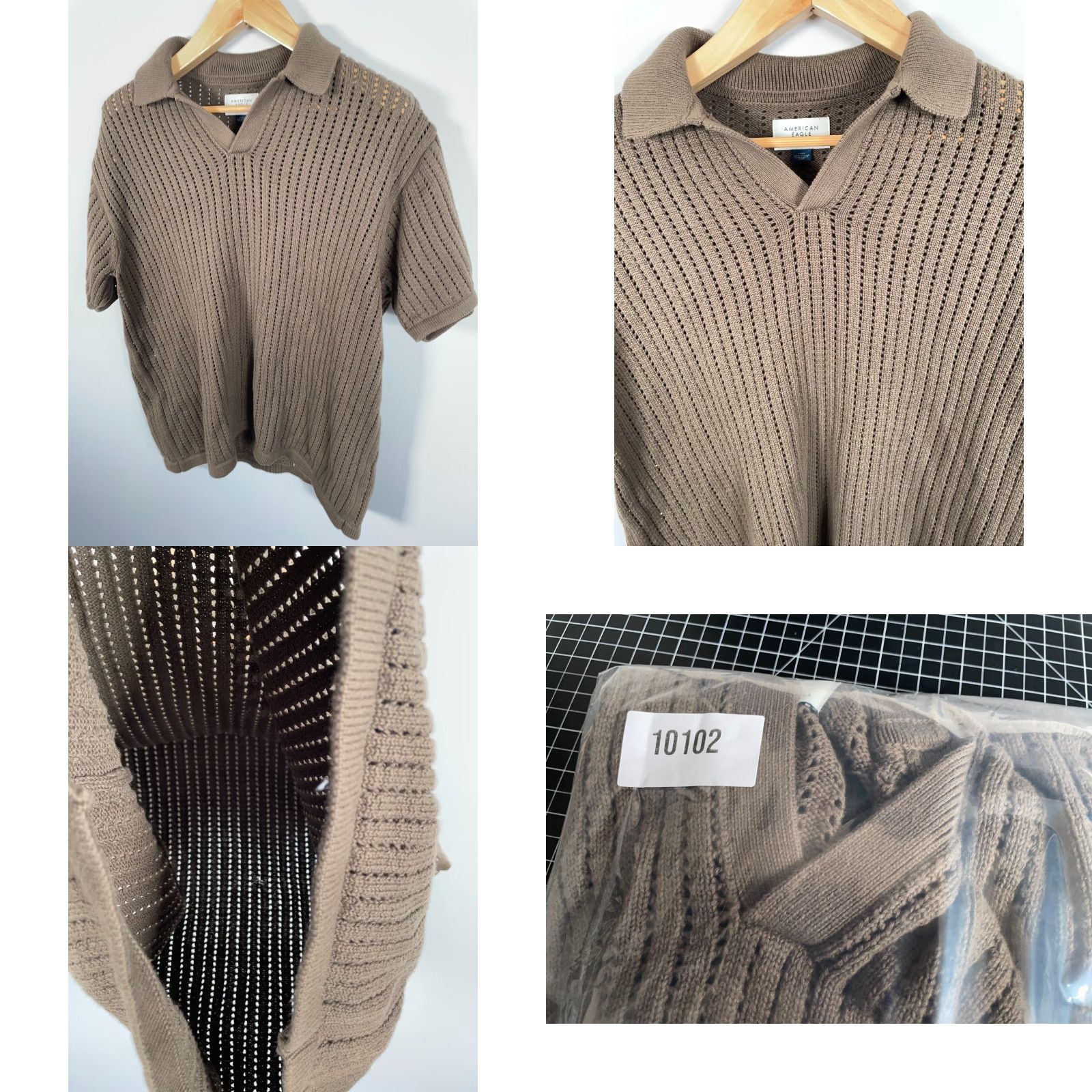 American Eagle Outfitters American Eagle Outfitters Polo Shirt Mens Large Size L Knit Brown Green Johnny Collar 90s Retro Preppy Casual Shirt Size US L / EU 52-54 / 3 - 8 Thumbnail