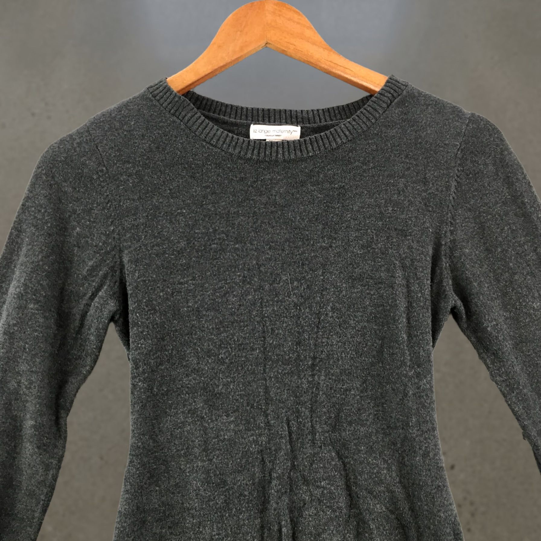 Vintage Liz Lange Maternity Long Sleeve Shirt Womens XS Grey Cotton Blend Pullover Knit Size XS / US 0-2 / IT 36-38 - 1 Thumbnail