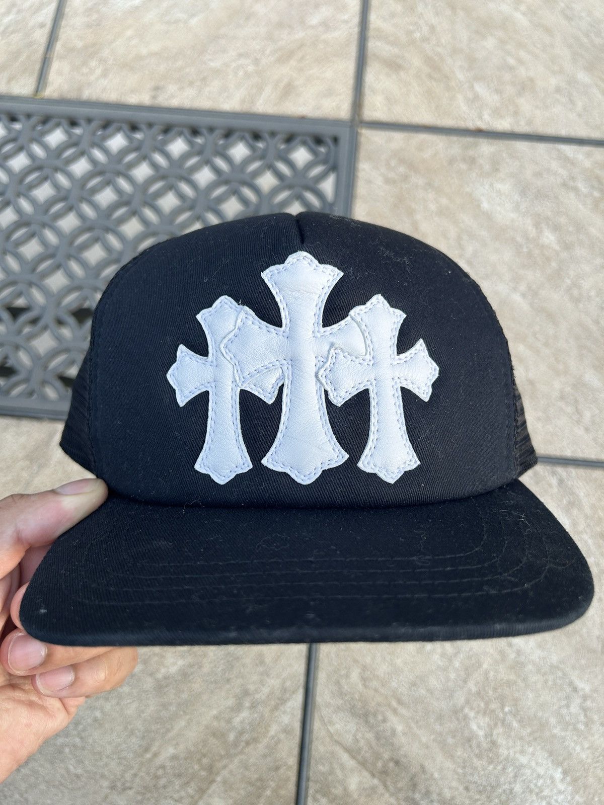 Chrome Hearts *RARE* CHROME HEARTS TRIPLE CROSS PATCH TRUCKER LEATHER Size ONE SIZE - 1 Thumbnail