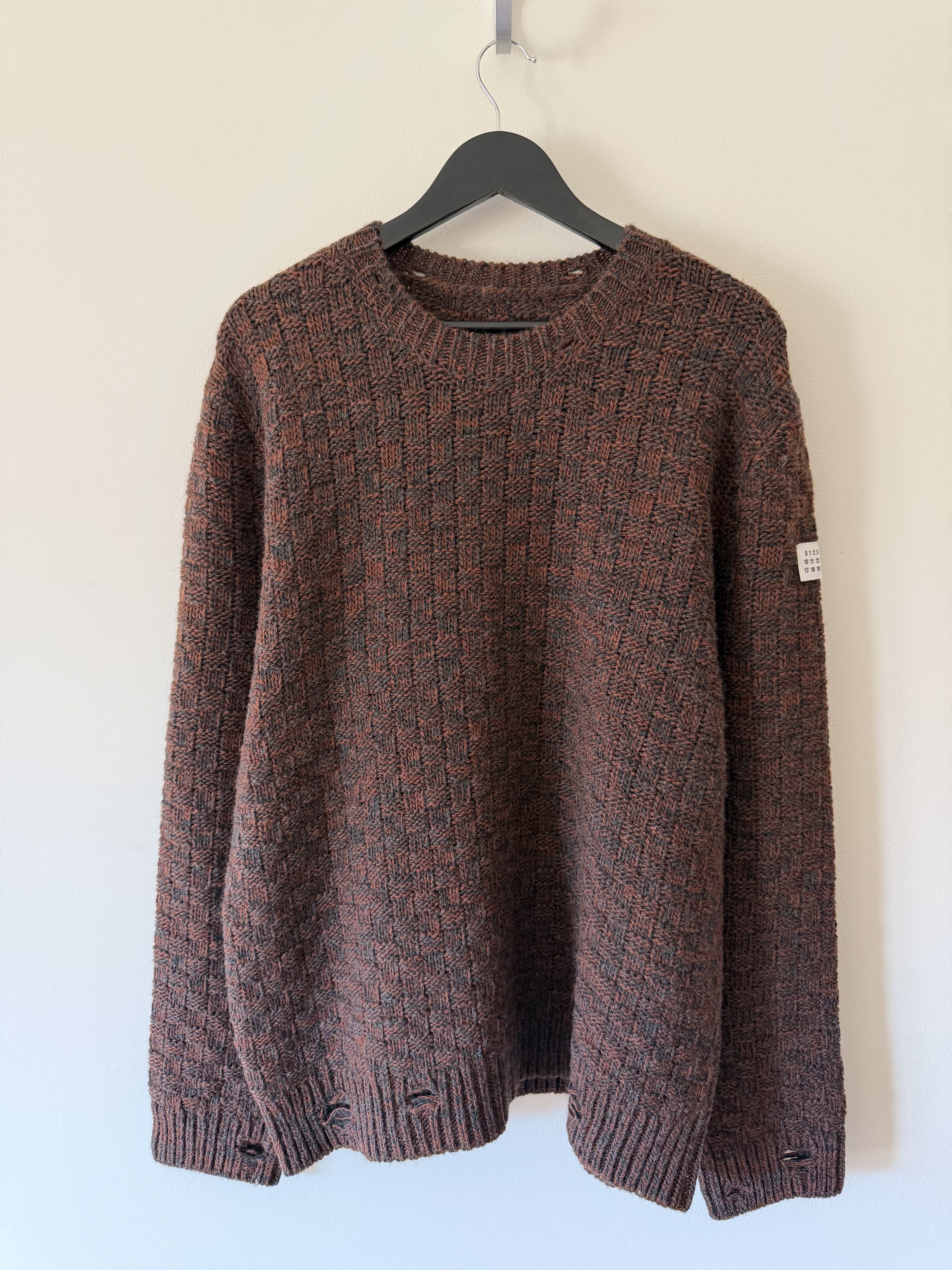 MM6 MM6 Maison Margiela Distressed Wool Sweater in Brown Size US XL / EU 56 / 4 - 1 Thumbnail