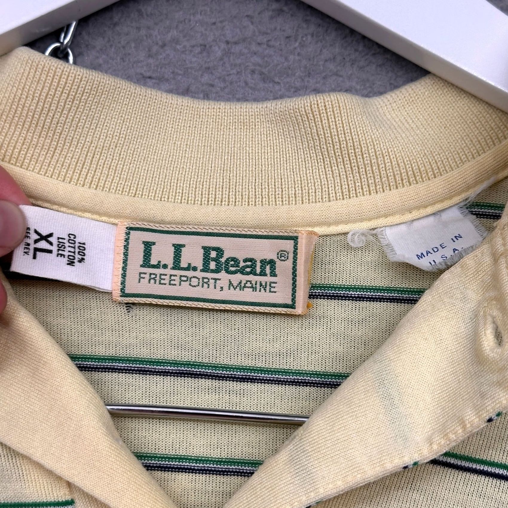 Vintage VINTAGE LL Bean Polo Shirt Mens XL Short Sleeve Striped Yellow Green 80s Size US XL / EU 56 / 4 - 3 Thumbnail