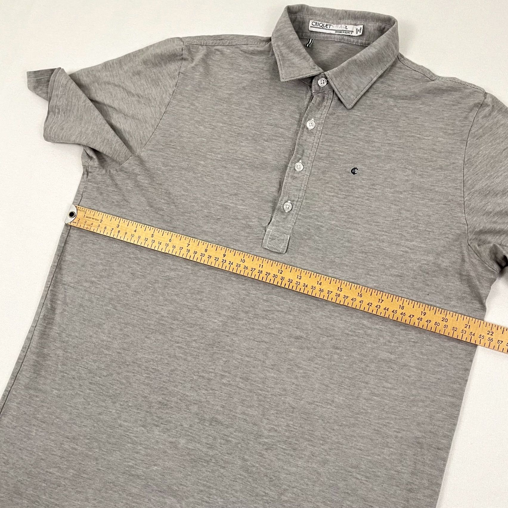 Vintage Criquet Polo Shirt Men Large Heather Gray Knit Organic Cotton Casual Preppy Golf Size US L / EU 52-54 / 3 - 6 Thumbnail
