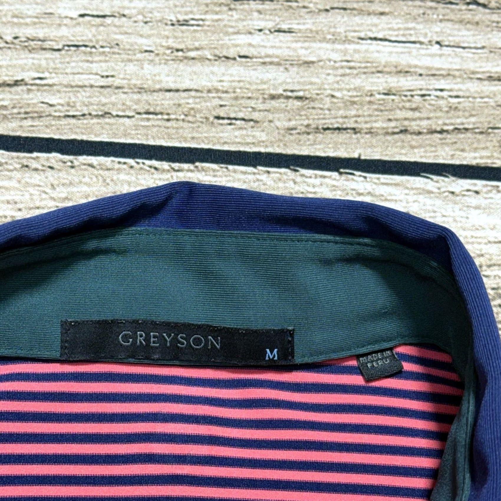 Vintage Greyson Polo Shirt Mens M Pink Blue Striped Wolf Logo Golf Club Stretch Shirt Size US M / EU 48-50 / 2 - 3 Thumbnail