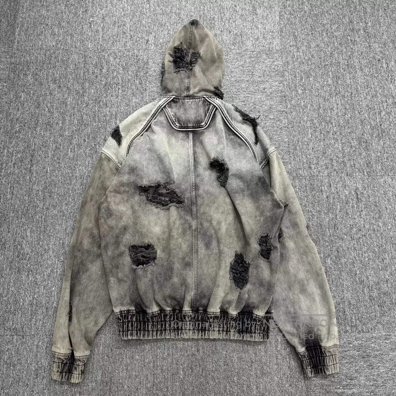 Juun.J JUUN.J Torn Effect Hooded Zip Jacket. Size US M / EU 48-50 / 2 - 5 Thumbnail