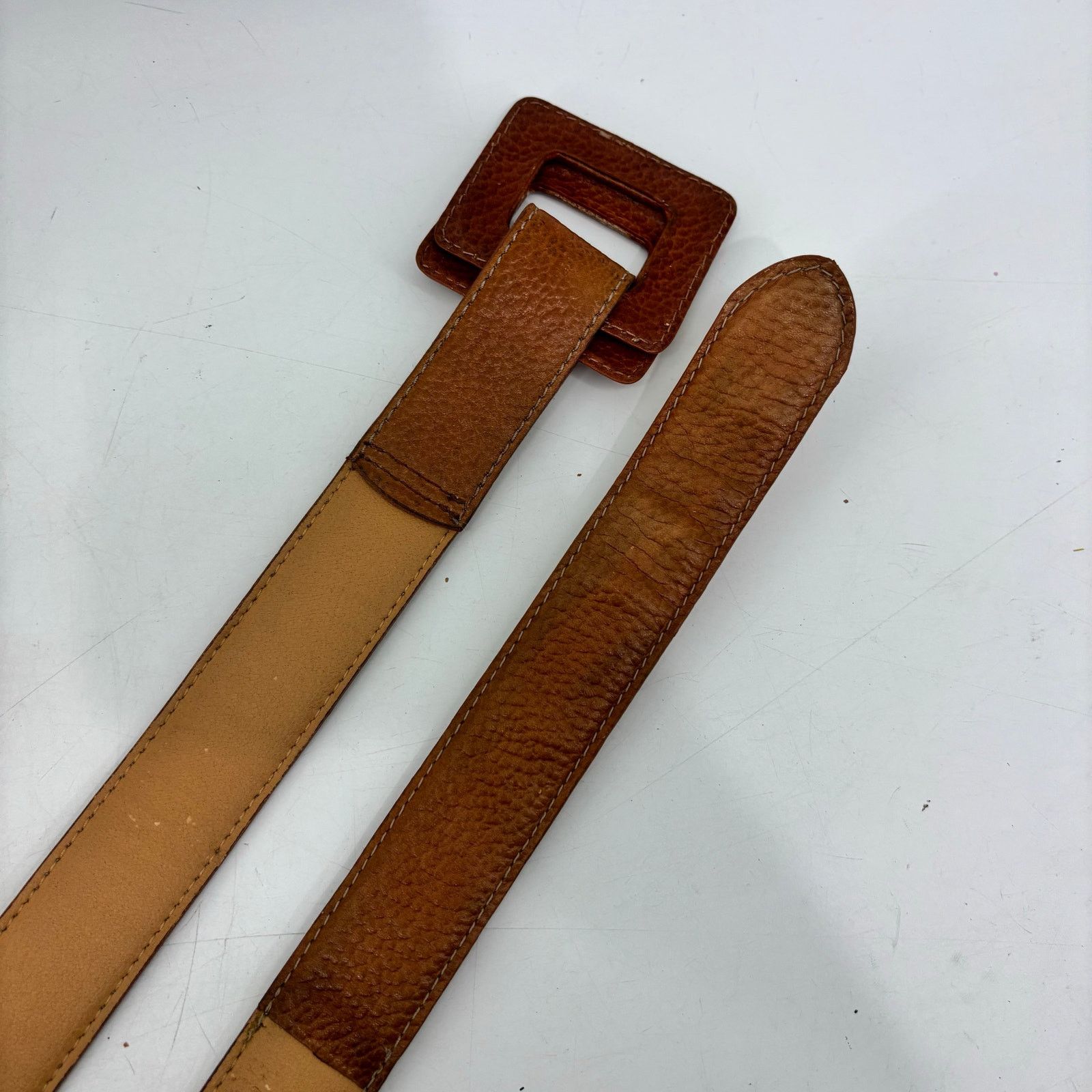 Esprit Esprit 90s Womens Size M Belt Leather Brown Glam Loop Fold Size ONE SIZE - 7 Thumbnail