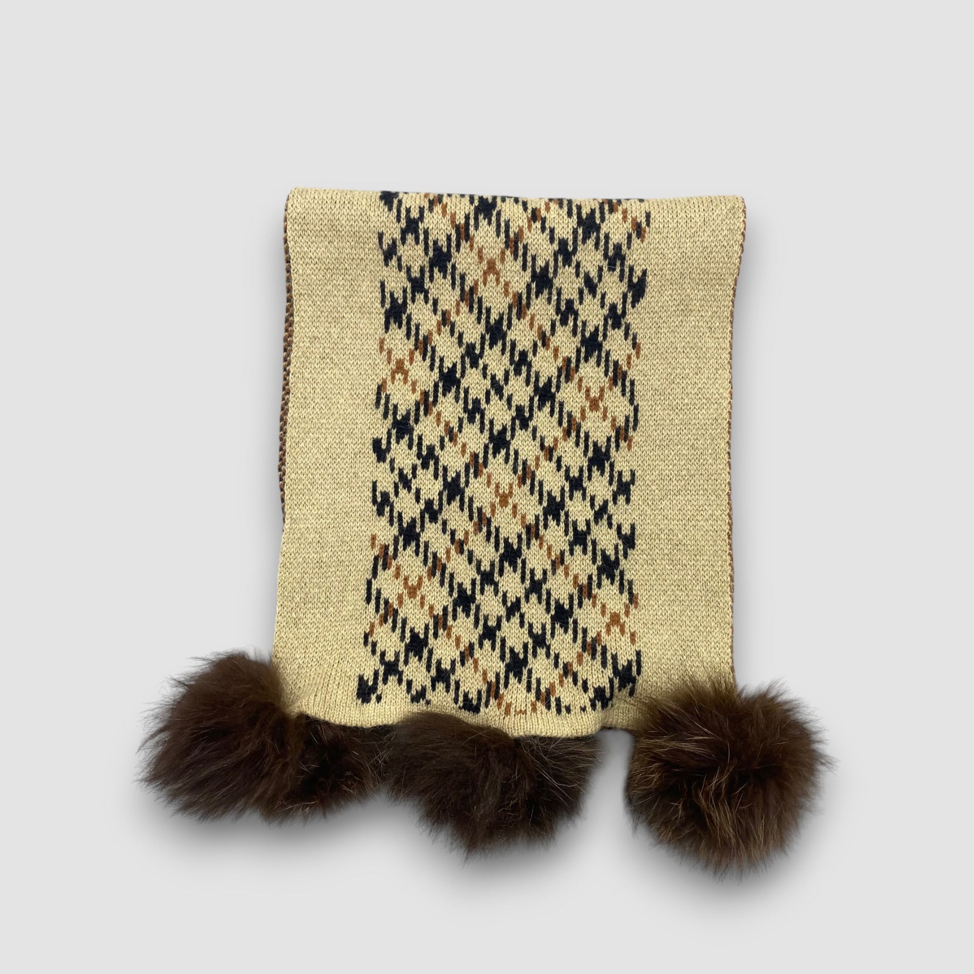 DAKS Vintage DAKS Scarf Muffler Wool Plaid Check Pom Pom Scarves Size ONE SIZE - 5 Thumbnail