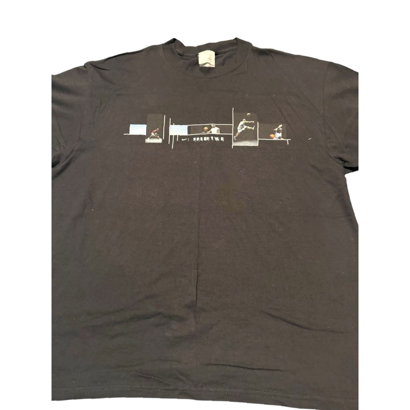 Nike VINTAGE Nike Freestyle T-Shirt XL Black Crew Neck Short Sleeve Basketball Promo 2001 Nike Air Men Size XL Size US XL / EU 56 / 4 - 2 Thumbnail