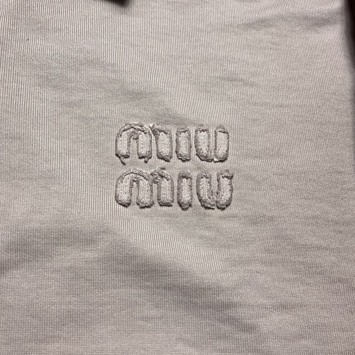 Miu Miu × Prada miu miu Embroidery Logo Half Zip Sweater