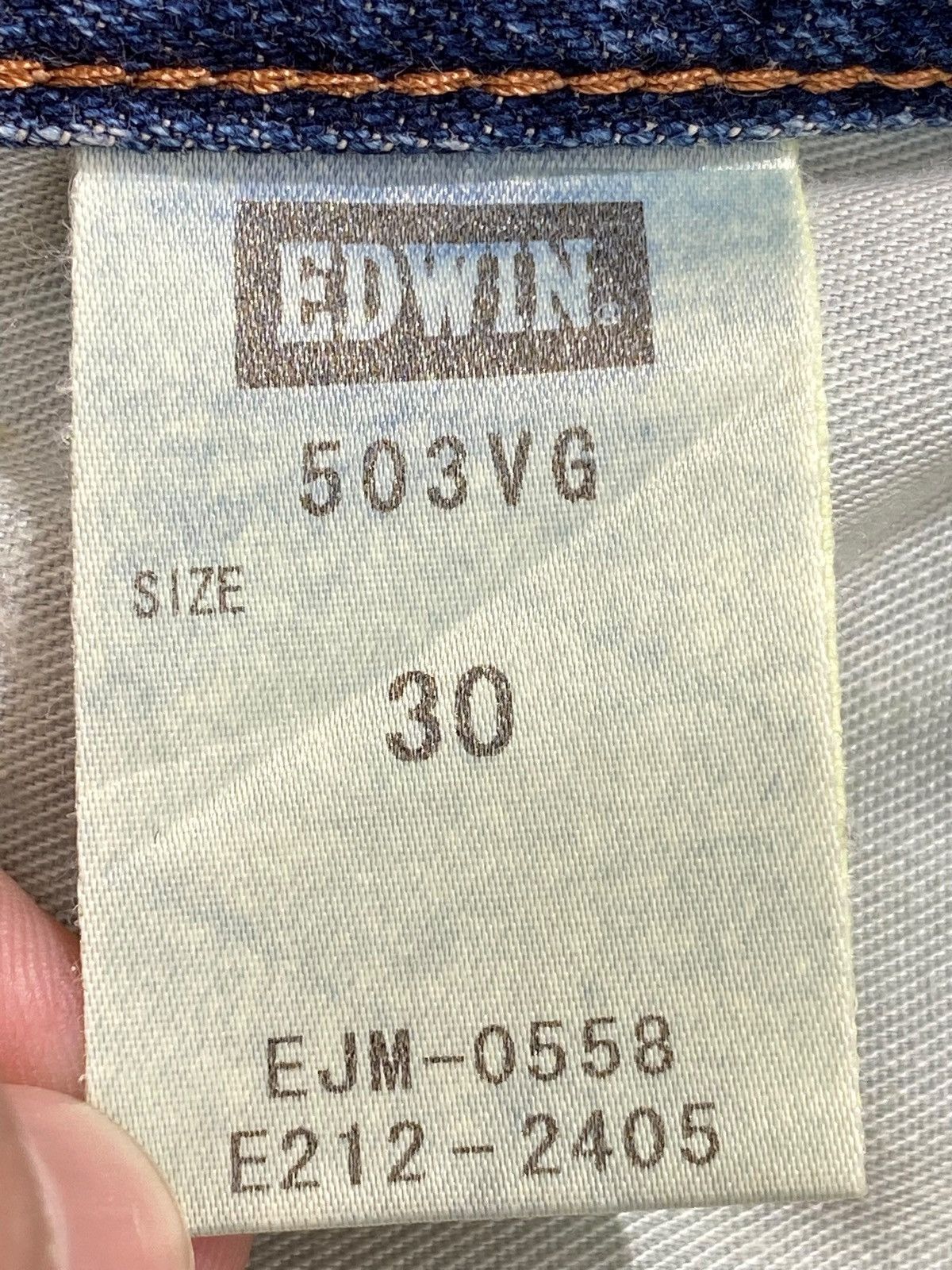 Edwin Vintage Edwin 503 Blue Wash Distress Patch Style Loose Jeans Size US 31 - 14 Thumbnail