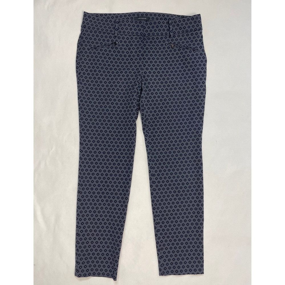 Ann Taylor Ann Taylor Grey Black Diamond Print Cotton Blend Pants Size Size 32" / US 10 / IT 46 - 1 Thumbnail