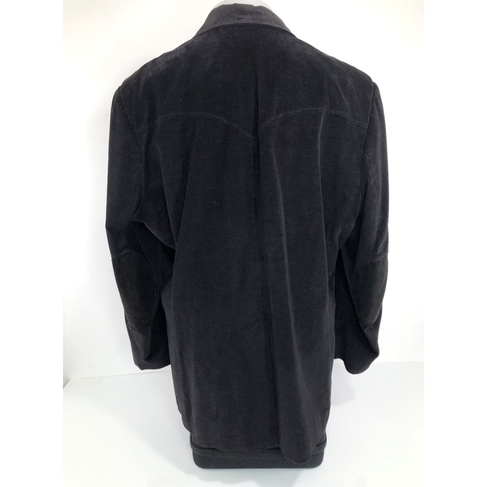 Vintage Pioneer Wear Corduroy Mens Jacket Blazer Western Elbow Patch 48 Black Vintage JE Size 48R - 4 Thumbnail