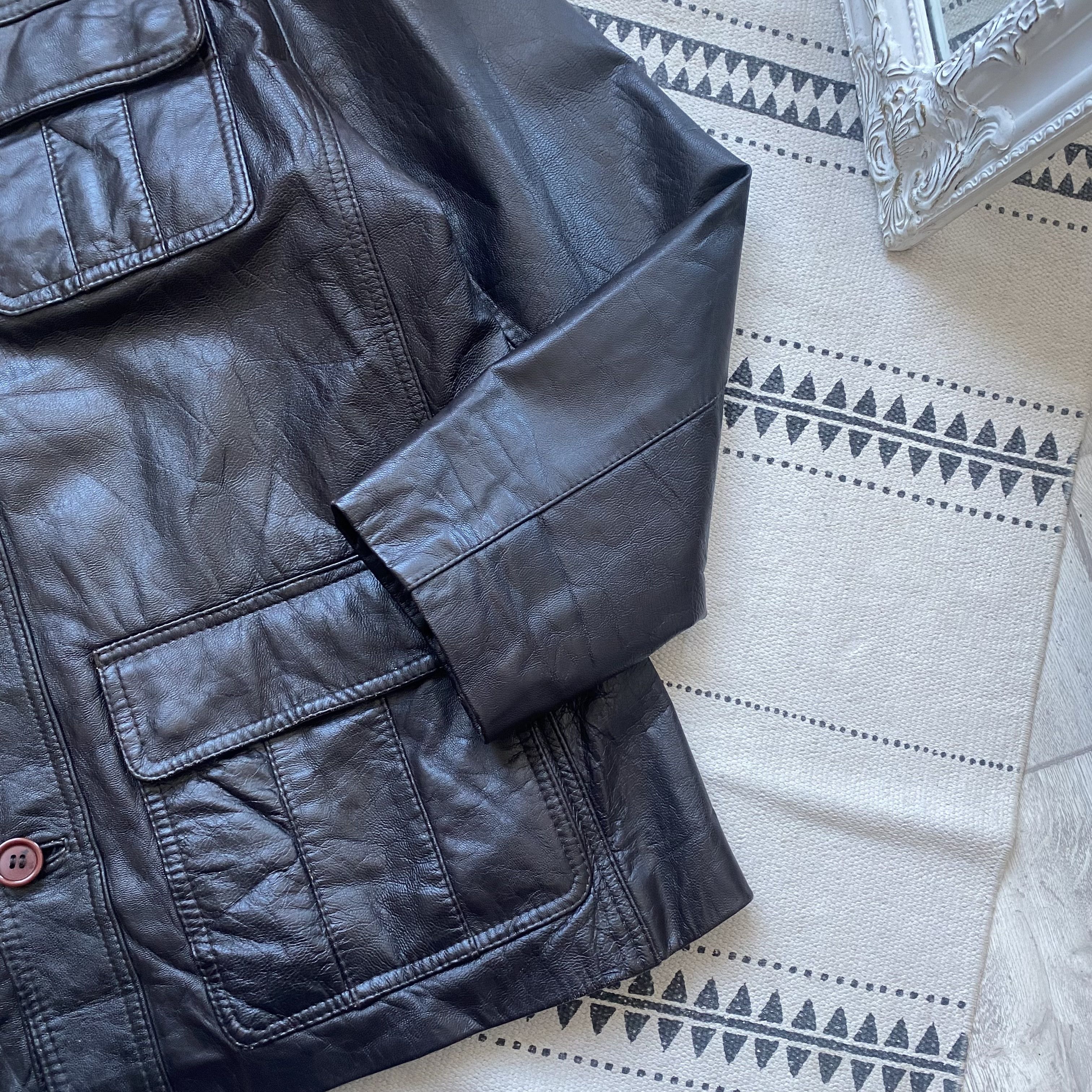 Genuine Leather Vintage 90s Real Leather jacket Button Up Size US L / EU 52-54 / 3 - 5 Thumbnail
