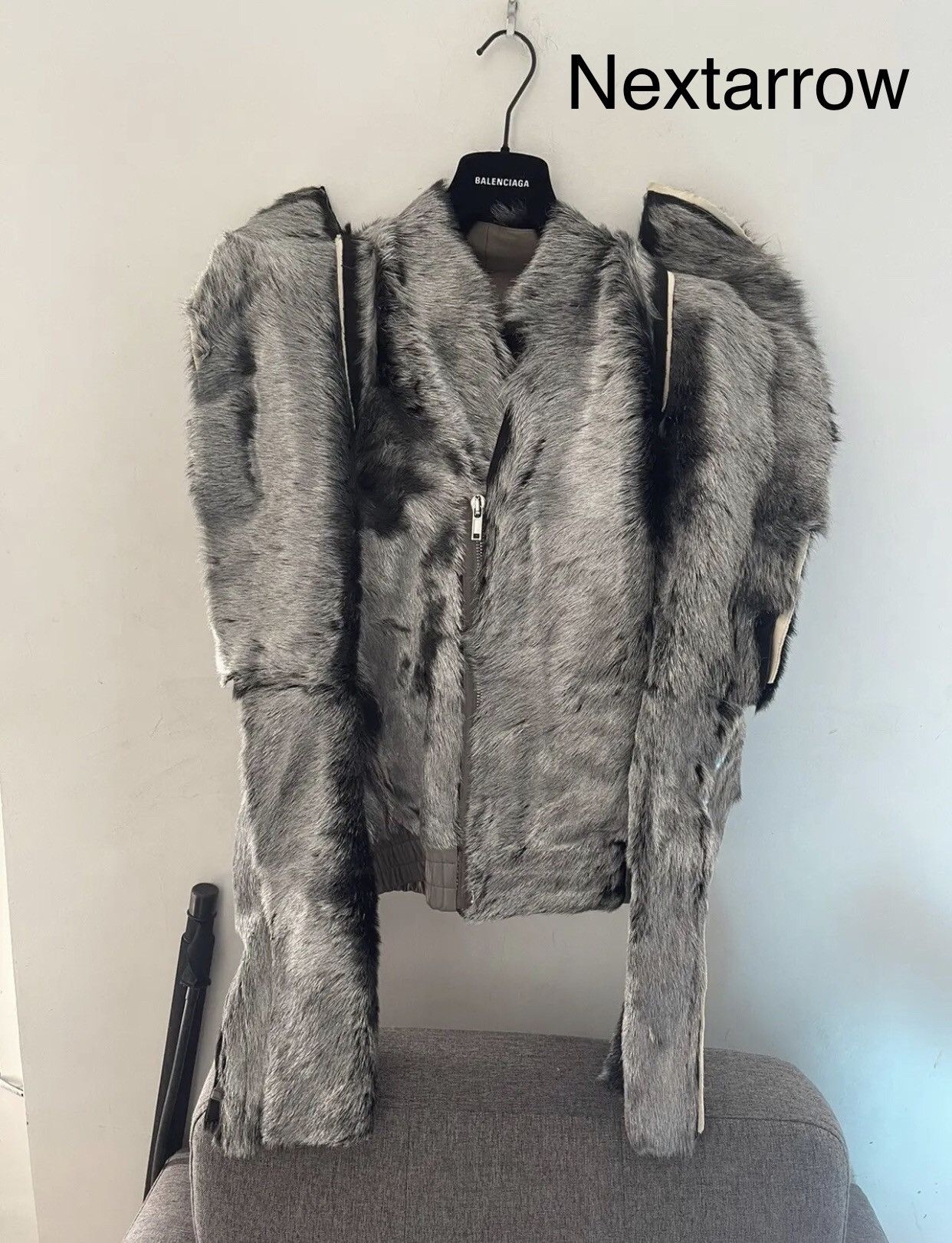 Rick Owens Rick Owens silver wool shoulder shrugged jacket 2412- Size S / US 4 / IT 40 - 1 Thumbnail