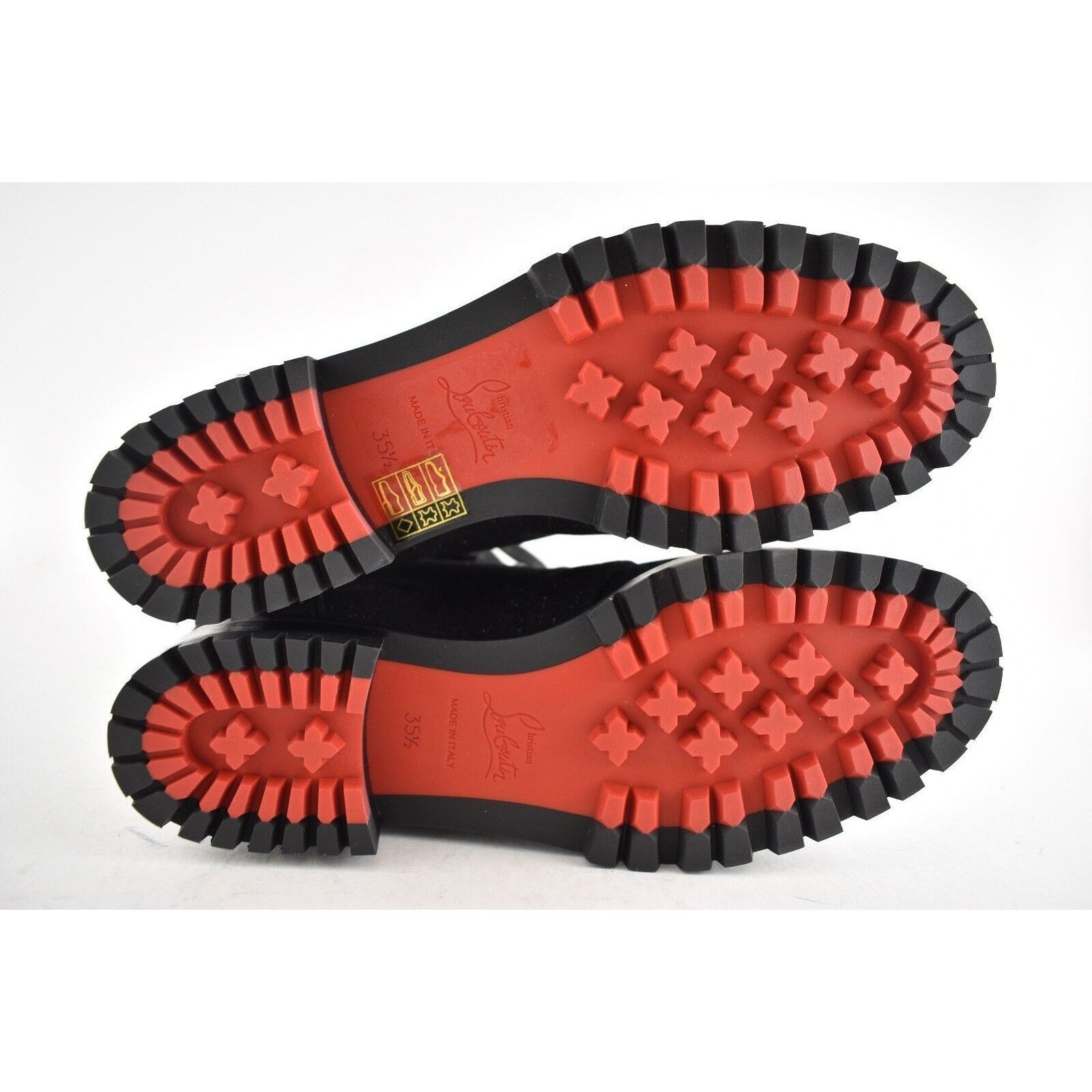 Christian Louboutin Christian Louboutin Who Runs Flat Crosta Star Black Combat Size US 5.5 / IT 35.5 - 11 Thumbnail