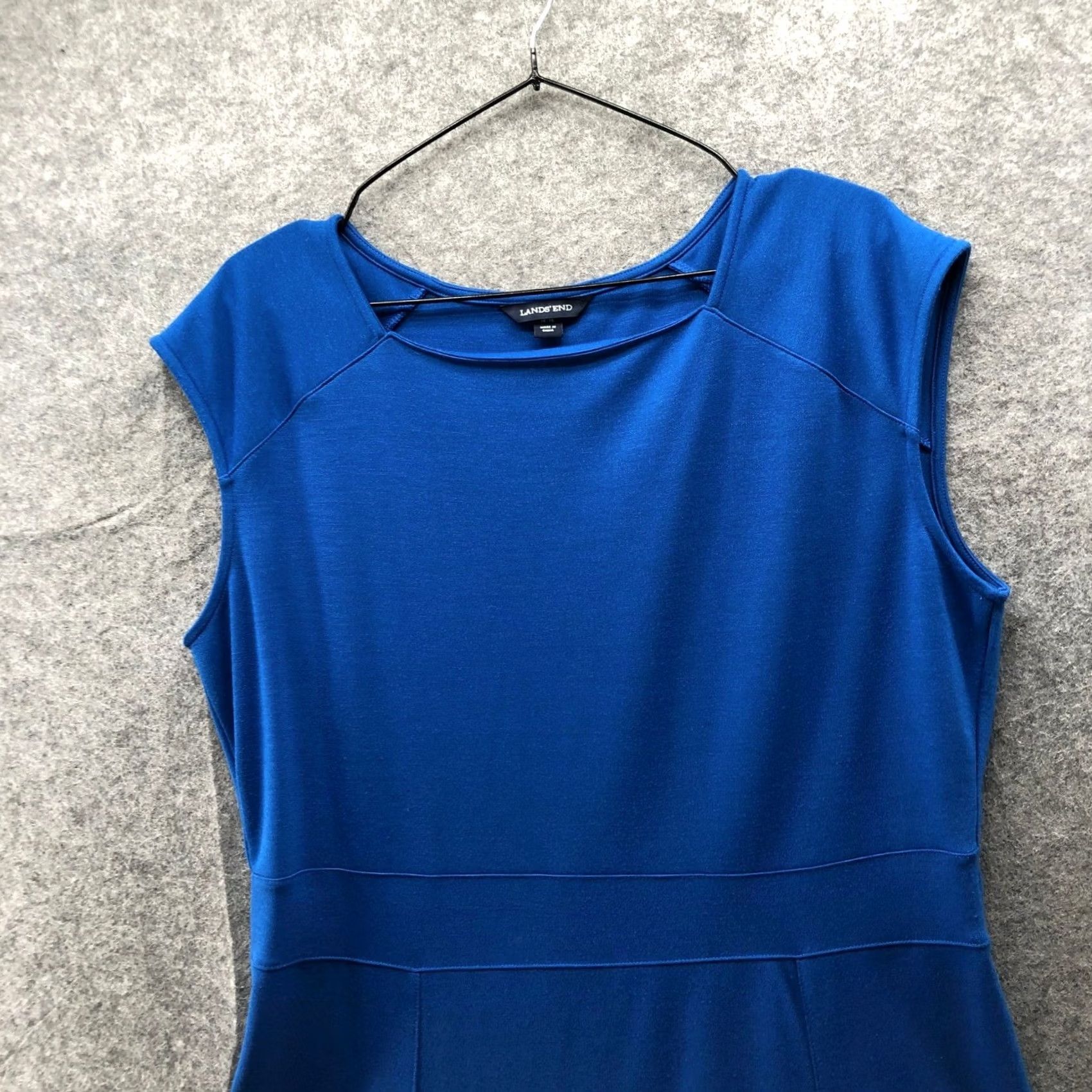 Lands' End Lands' End Sleeveless Dress L Royal Blue Fit & Flare Knee Knit Cap Sleeve Women Size L / US 10 / IT 46 - 6 Thumbnail