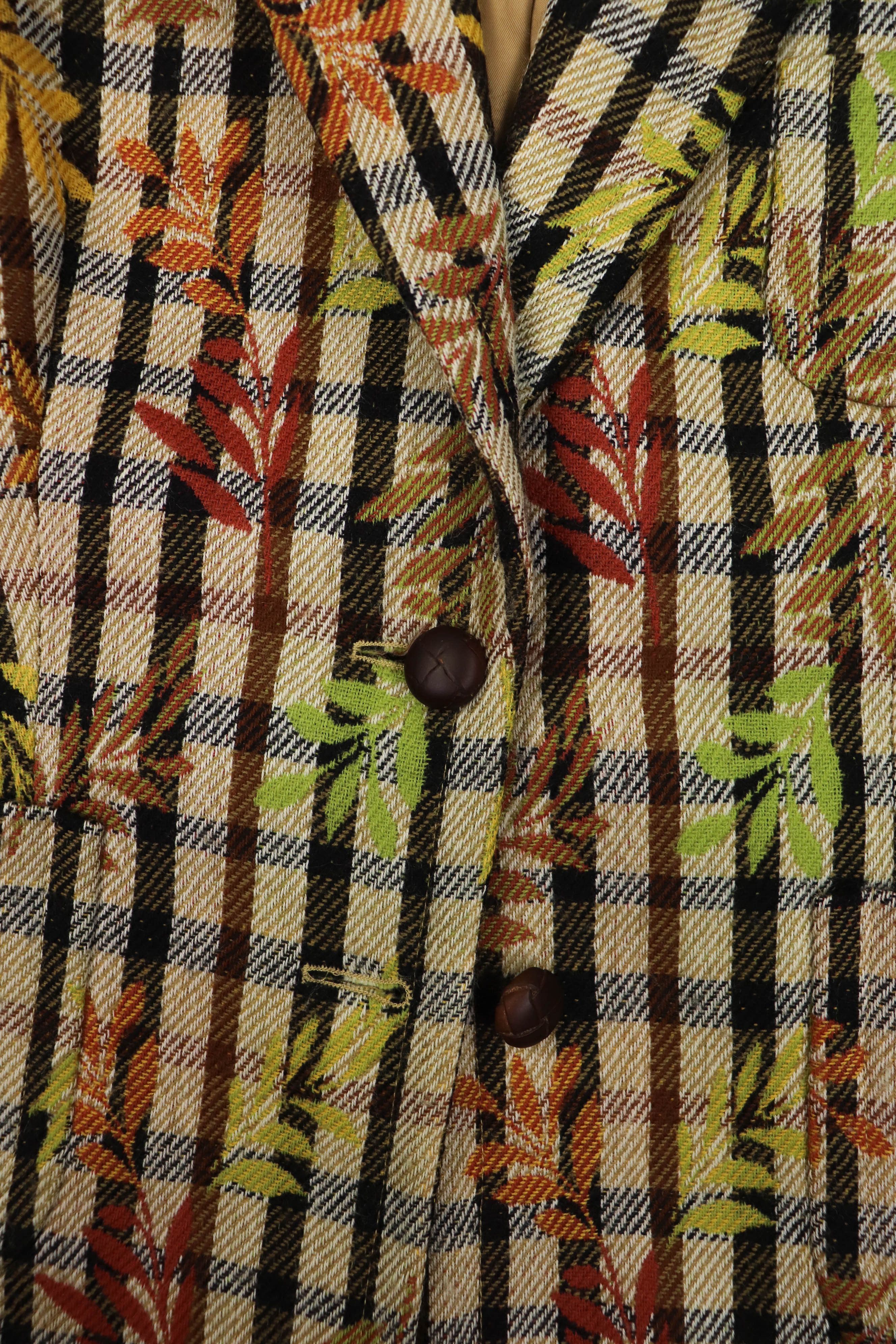 DAKS DAKS London Floral Multicolor Checked Wool Sport Coat Blazer Size L / US 10 / IT 46 - 4 Thumbnail
