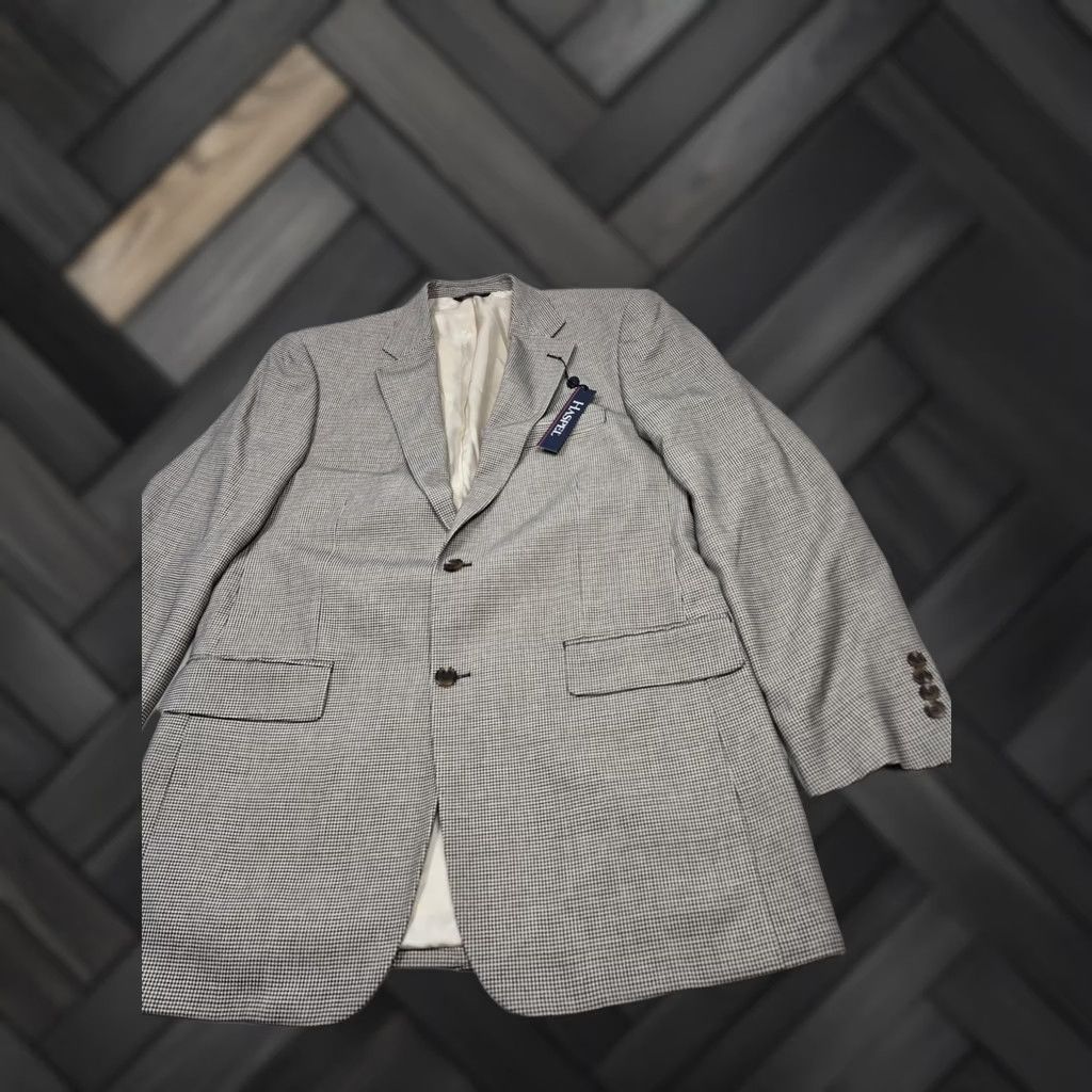Vintage Haspel Mens 40L Gray Silk Sport Coat 2 Button Classic Single-Breasted Check NWT Jacket Coat Blazer Men’s Spring Wedding Business Casual Vintage No Size 40R - 1 Thumbnail