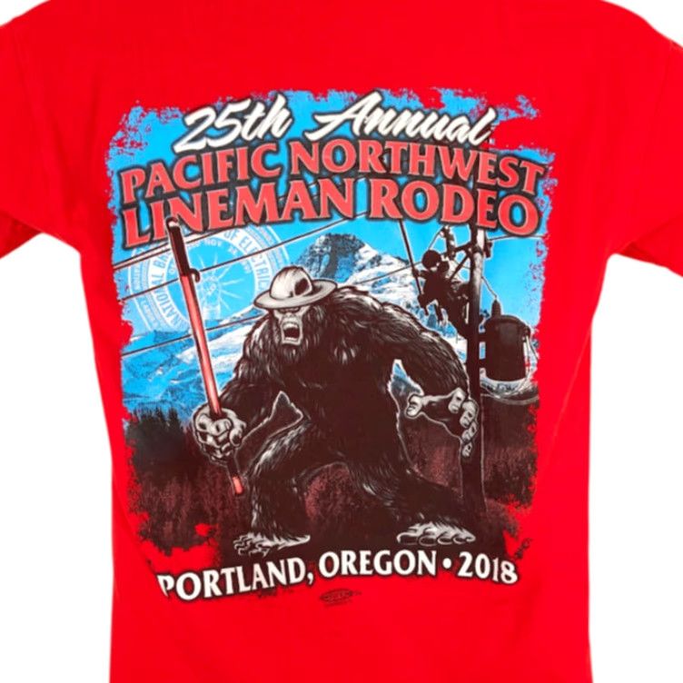 Vintage Bayside T Shirt Mens Small Red 2018 Sasquatch Pacific Northwest Lineman Rodeo USA Size US S / EU 44-46 / 1 - 2 Thumbnail