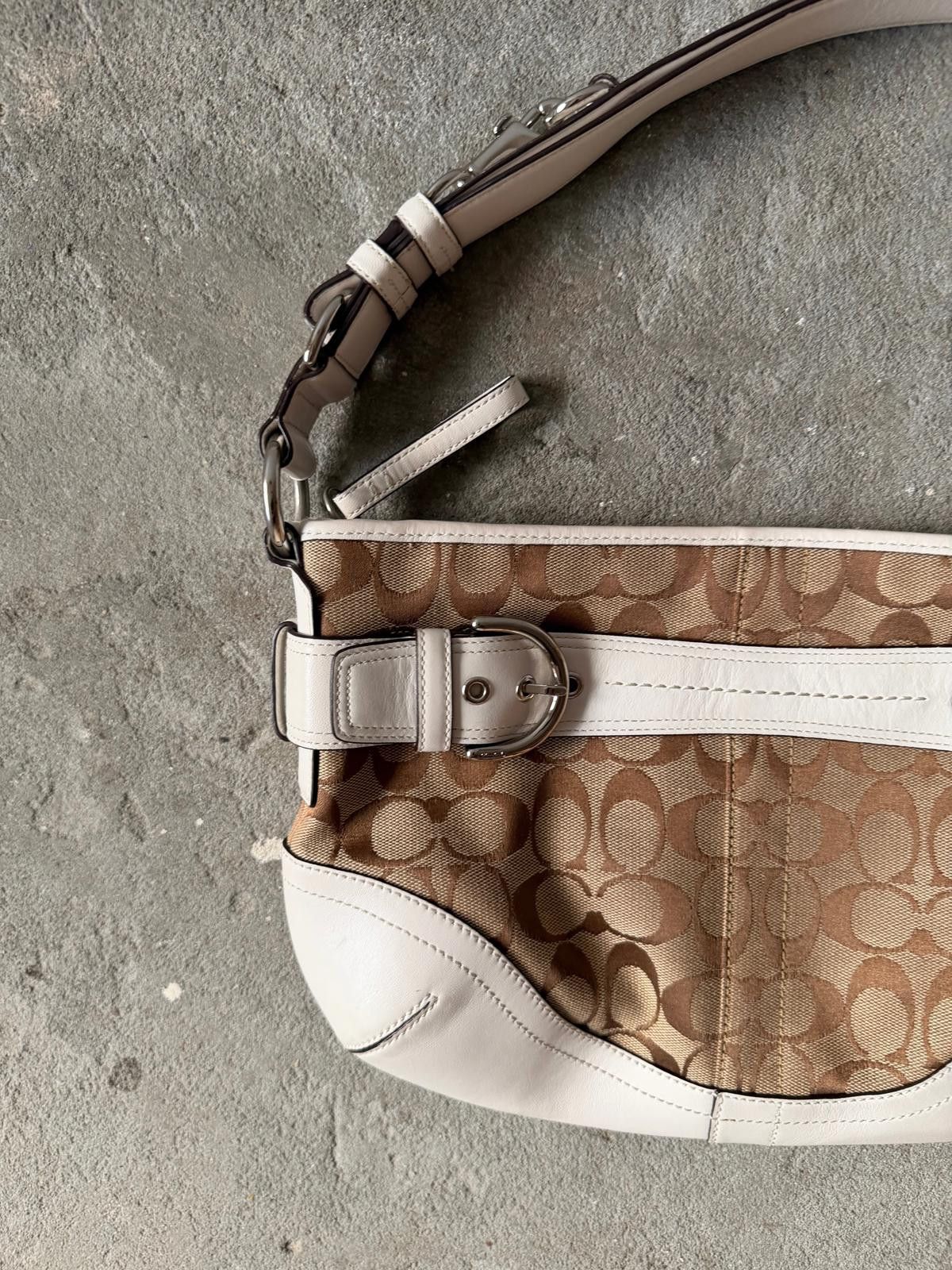 Coach Coach 2Way Signature Sufflette Shoulder Bag Beige/White Size ONE SIZE - 3 Thumbnail