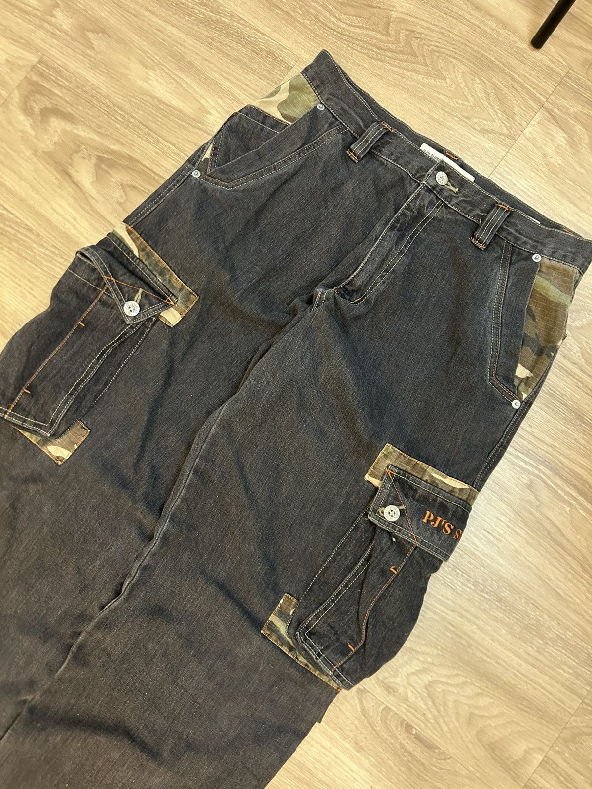 Vintage VINTAGE PJ'S SURF Baggy Denim Cargo Pants Camo Patchwork Y2K Size US 32 / EU 48 - 3 Thumbnail