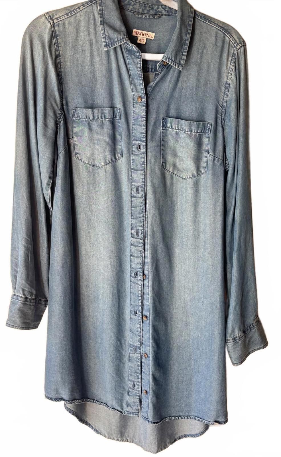 Merona Merona Light Wash Denim Shirt Dress Size M / US 6-8 / IT 42-44 - 1 Thumbnail