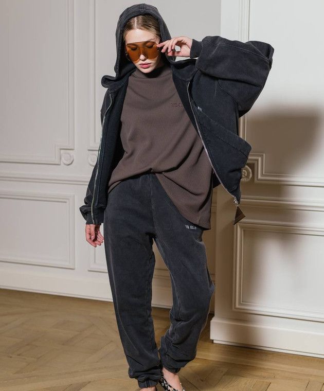 The Attico o1s22i1n1024 Waffle Long Sleeve T-Shirt in Dark Brown Size S / US 4 / IT 40 - 6 Thumbnail