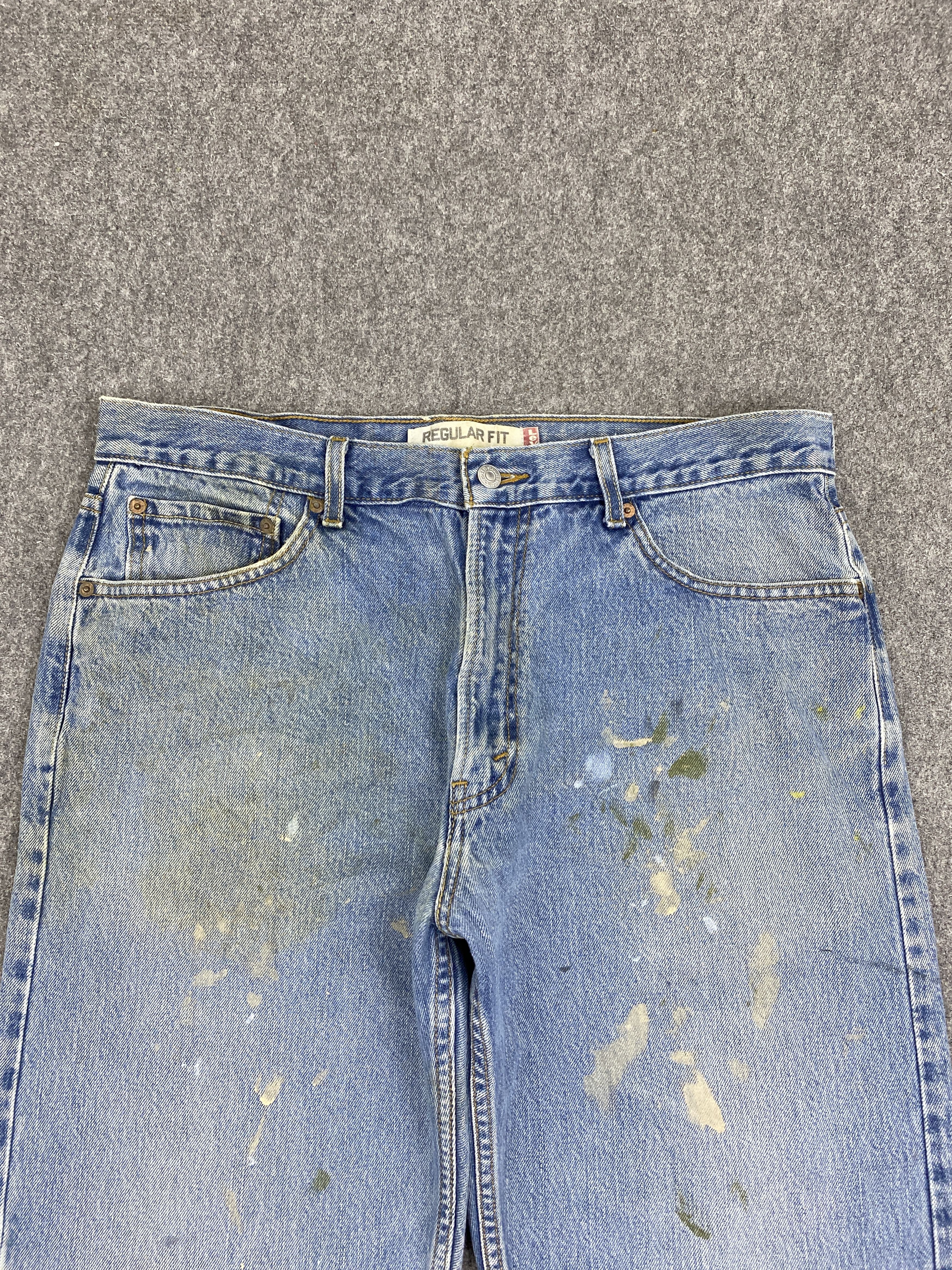 Vintage Levis 505 Splatter Paint Blue Denim Jeans