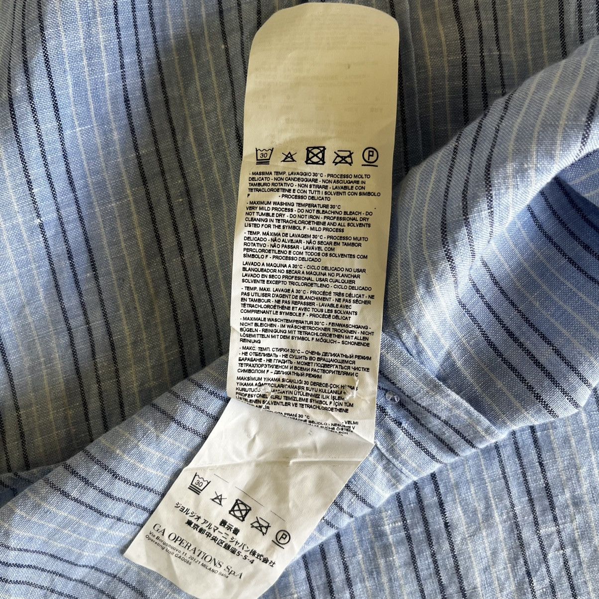 Emporio Armani EMPORIO ARMANI 100% Linen Striped Shirt Blue Size S Size US S / EU 44-46 / 1 - 12 Thumbnail