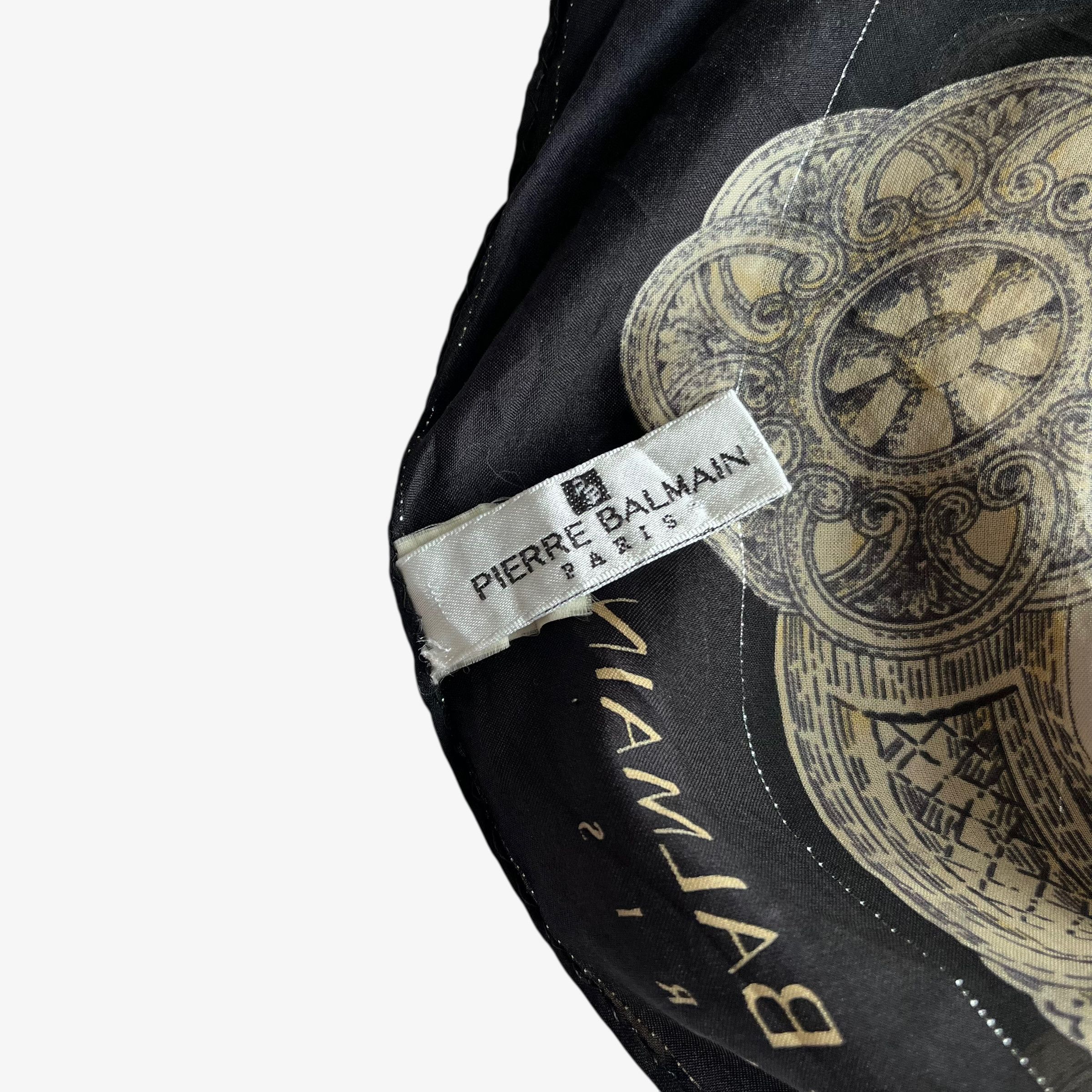 Balmain Vintage 80s Pierre Balmain Abstract Baroque Black Silk Scarf Size ONE SIZE - 2 Thumbnail