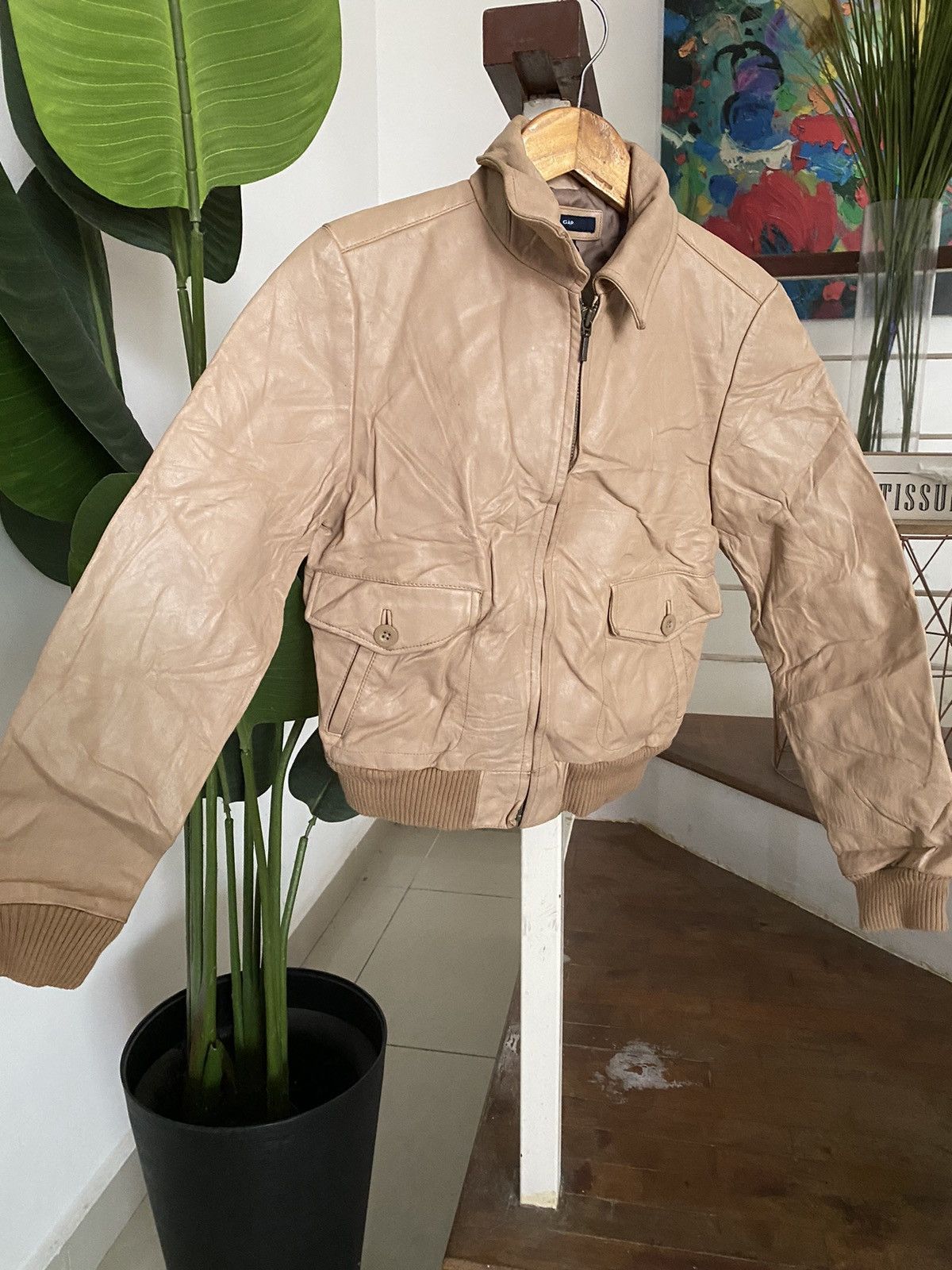 Gap Vintage GAP LEATHER Bomber Jacket nice designer Size US S / EU 44-46 / 1 - 2 Thumbnail