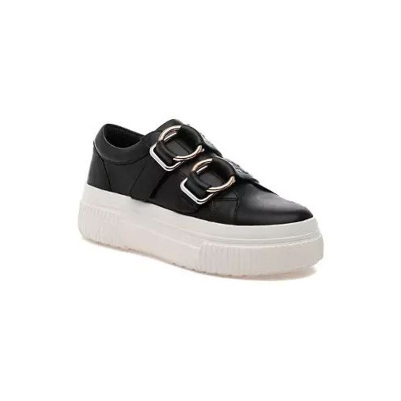 J/Slides J SLIDES Women's Black Leather Waldo Platform Sneakers |Sz 6 Size US 6 / IT 36 - 5 Thumbnail