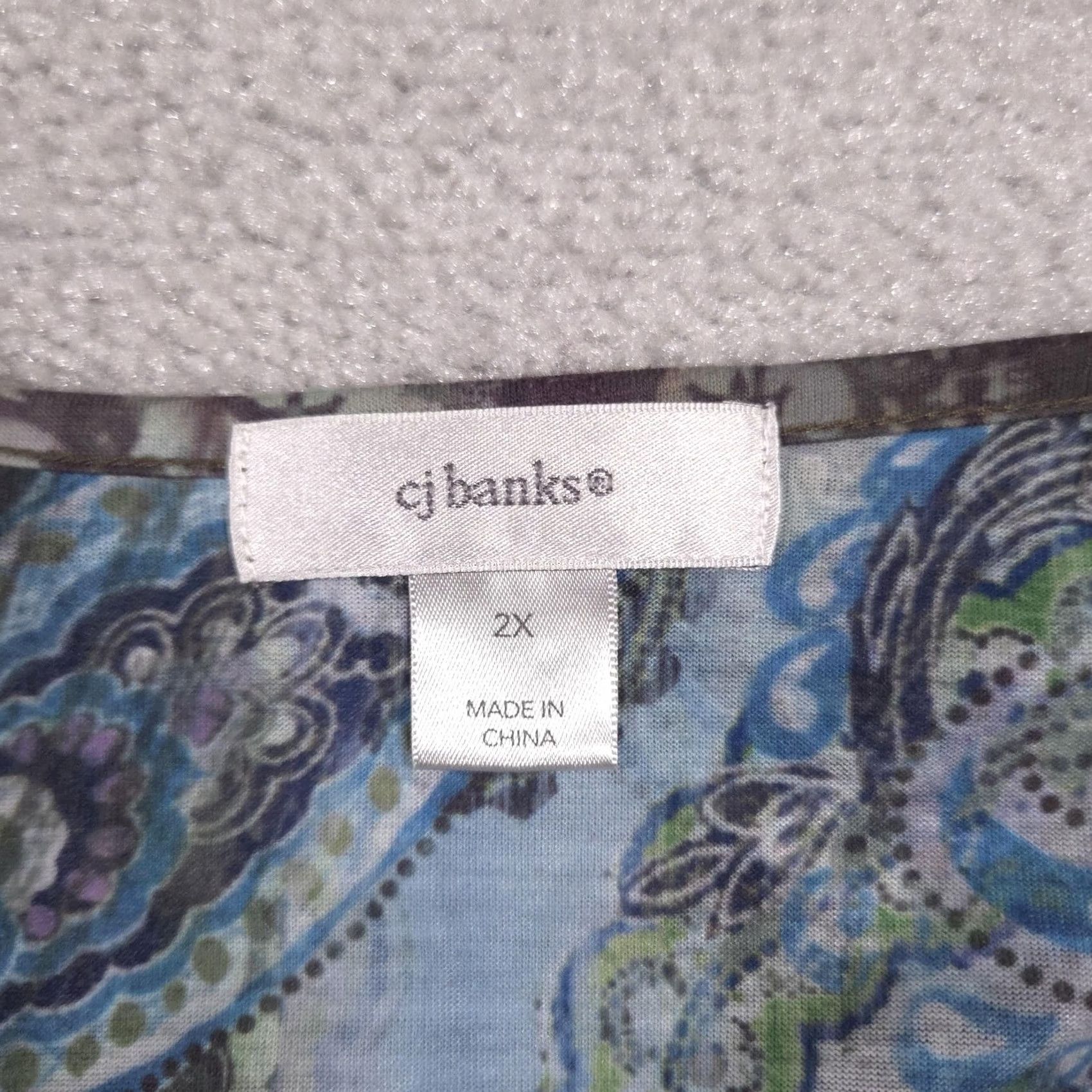 Vintage CJ Banks Shirt Womens 2X Plus Blue Paisley Embellished 3/4 Sleeve Sheer Tunic Shirt Size XXL / US 16-18 / IT 52-54 - 5 Thumbnail