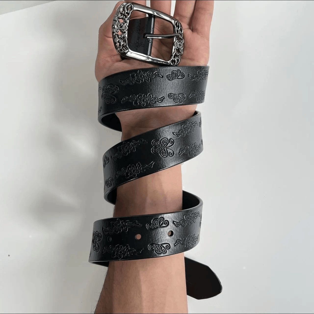Cowboy Equipment vintage style american western floral design black belt Size ONE SIZE - 7 Thumbnail