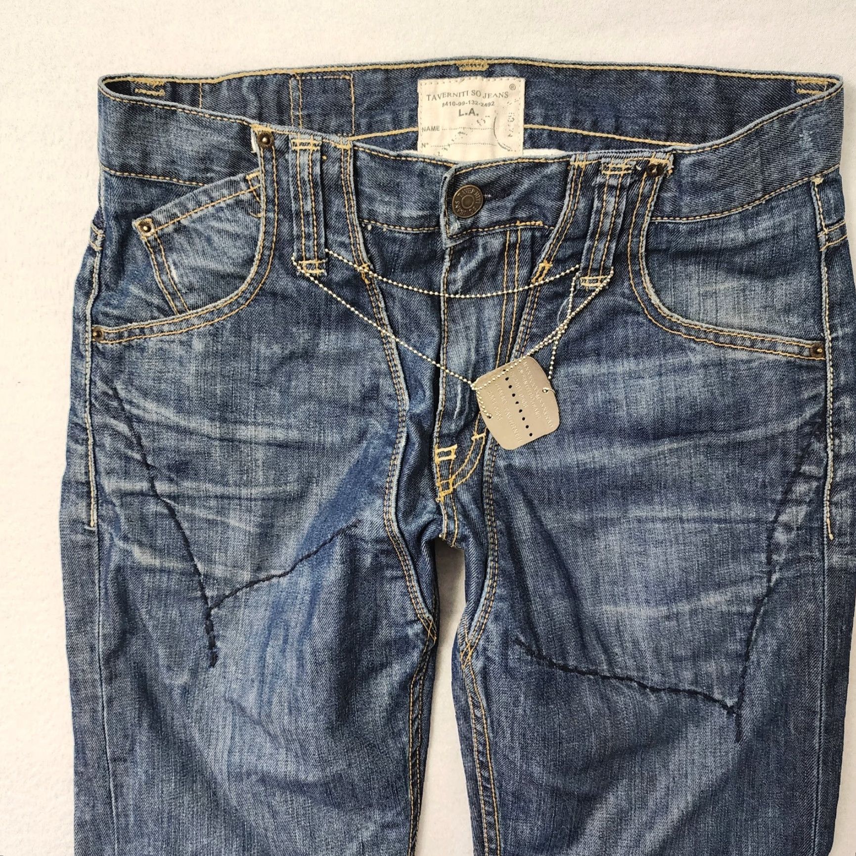 Denime VINTAGE Taverniti SO Jeans Straight Jeans Mens 32x35 Blue Whisker Denim Rare James 19" | Mens Size US 32 / EU 48 - 5 Thumbnail