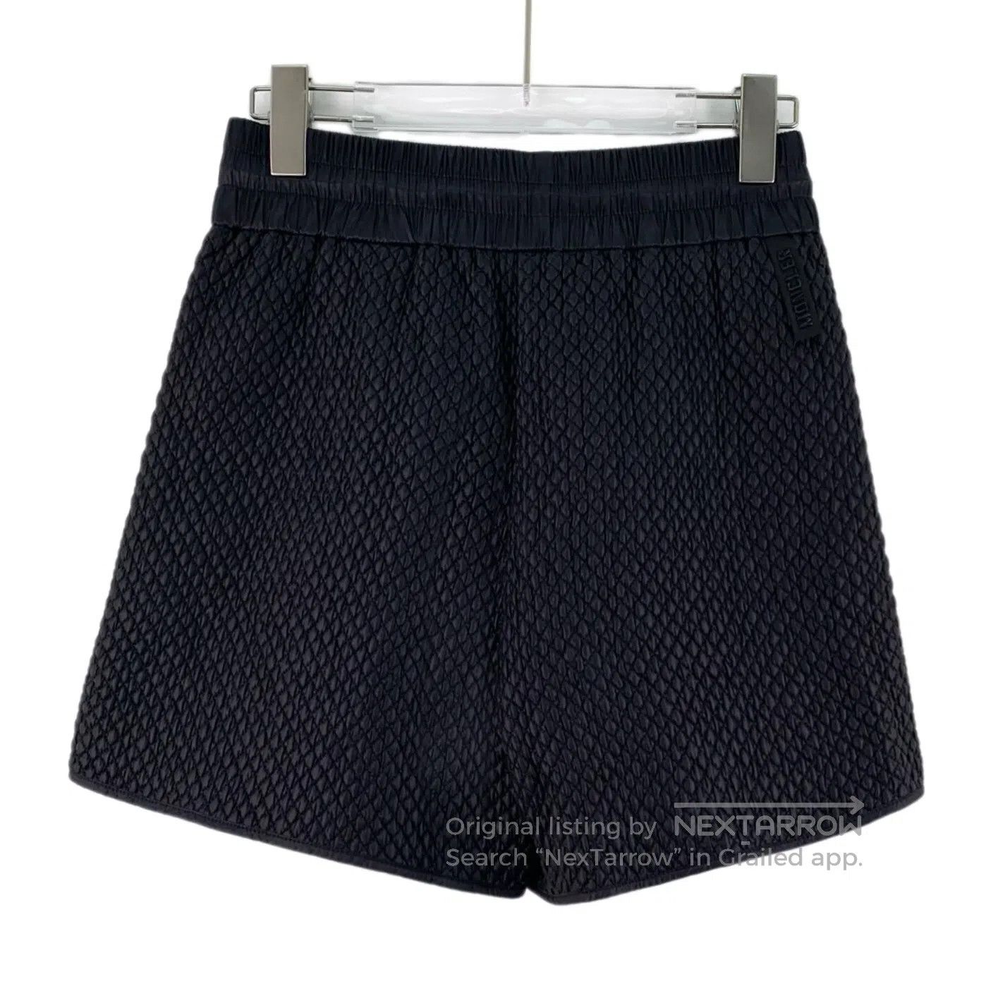 Moncler Moncler Black Nylon Diamond Grid Drawstring Casual Shorts| Size US 40 / EU 56 - 2 Thumbnail