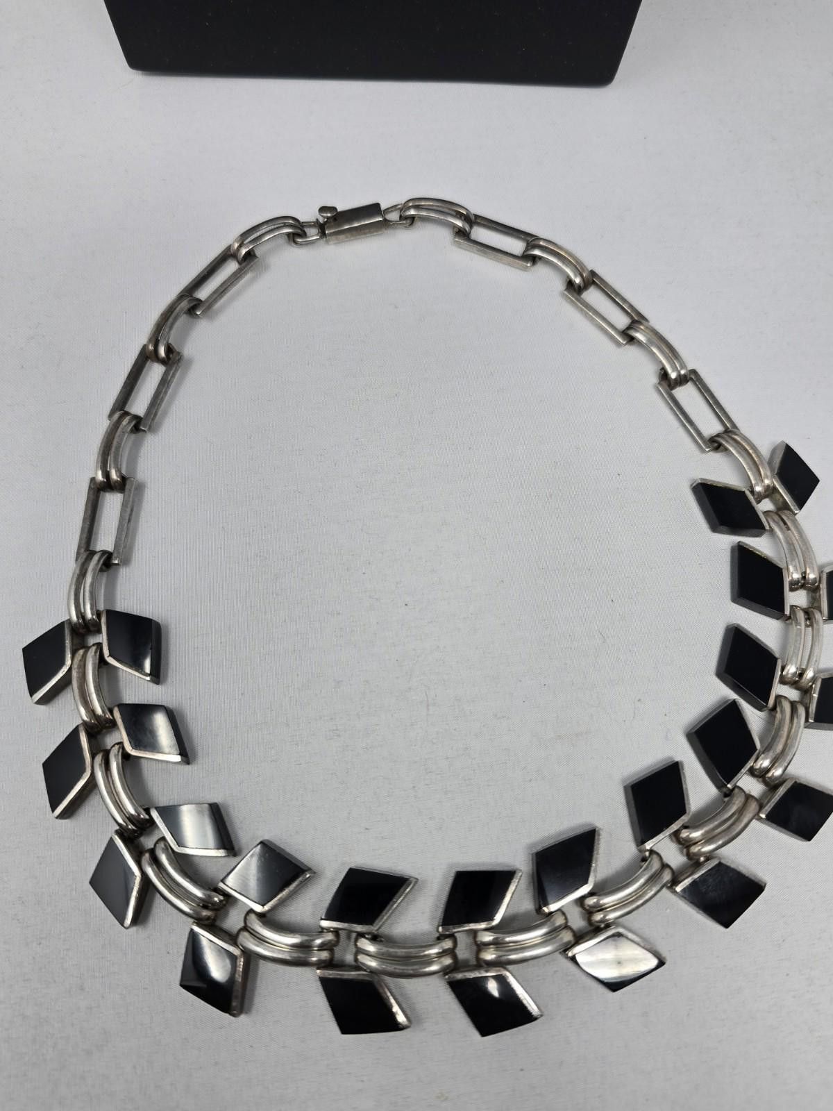 Other Vtg 123g Taxco Mexico Sterling Silver & Black Onyx Necklace Size ONE SIZE - 4 Thumbnail