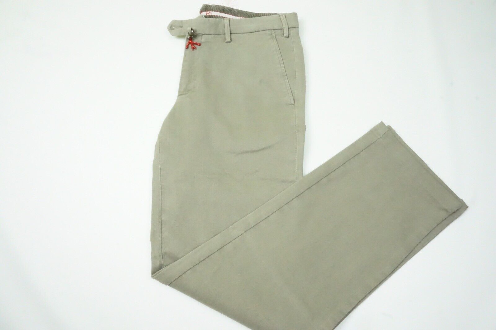 image of Isaia Tinto Slim Brown Cotton Blend Casual Men Chino Pant 48 (Size 32)