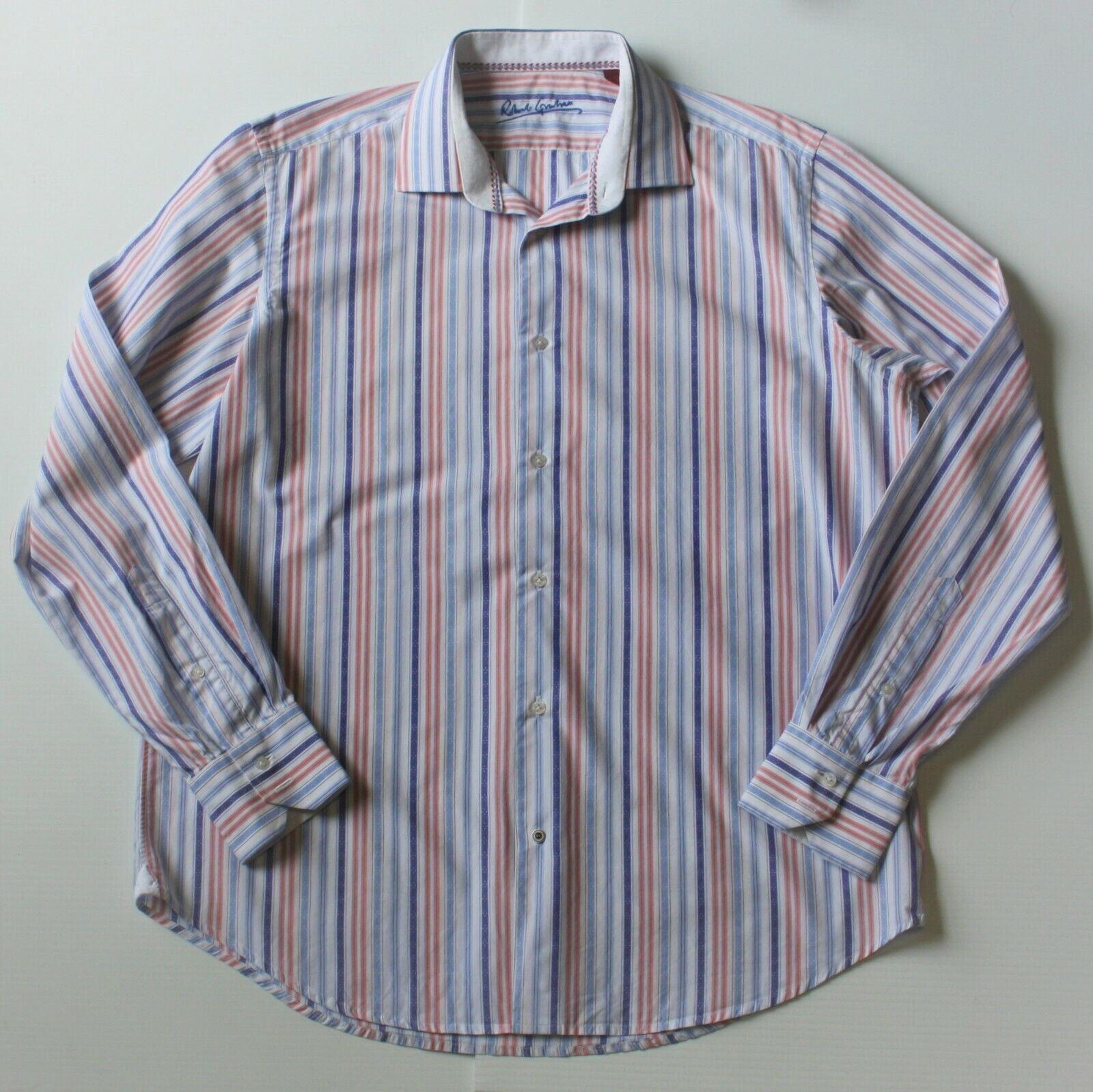 Robert Graham Multi Stripe Print Dress Shirt size L MSRP $198 Size US L / EU 52-54 / 3 - 1 Thumbnail