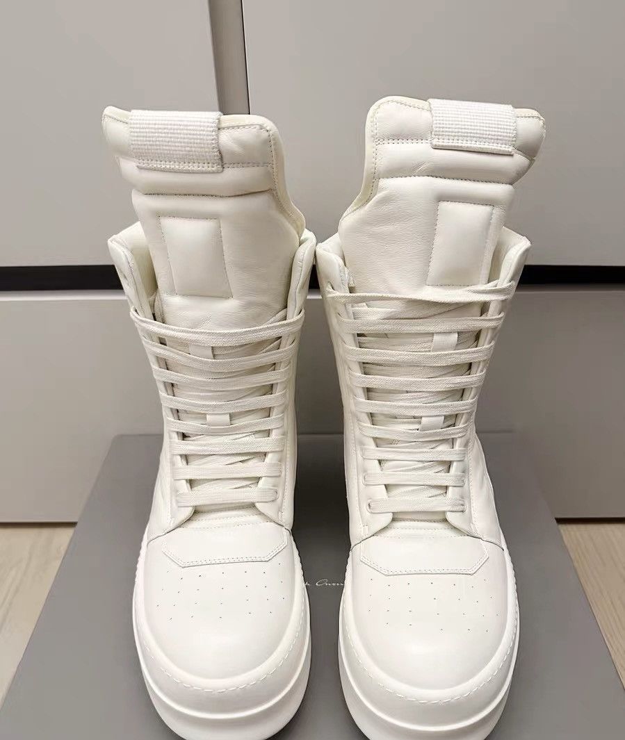 Rick Owens Rick Owens Triple White Geobasket High-Top Sneakers Size US 8.5 / EU 41-42 - 2 Thumbnail