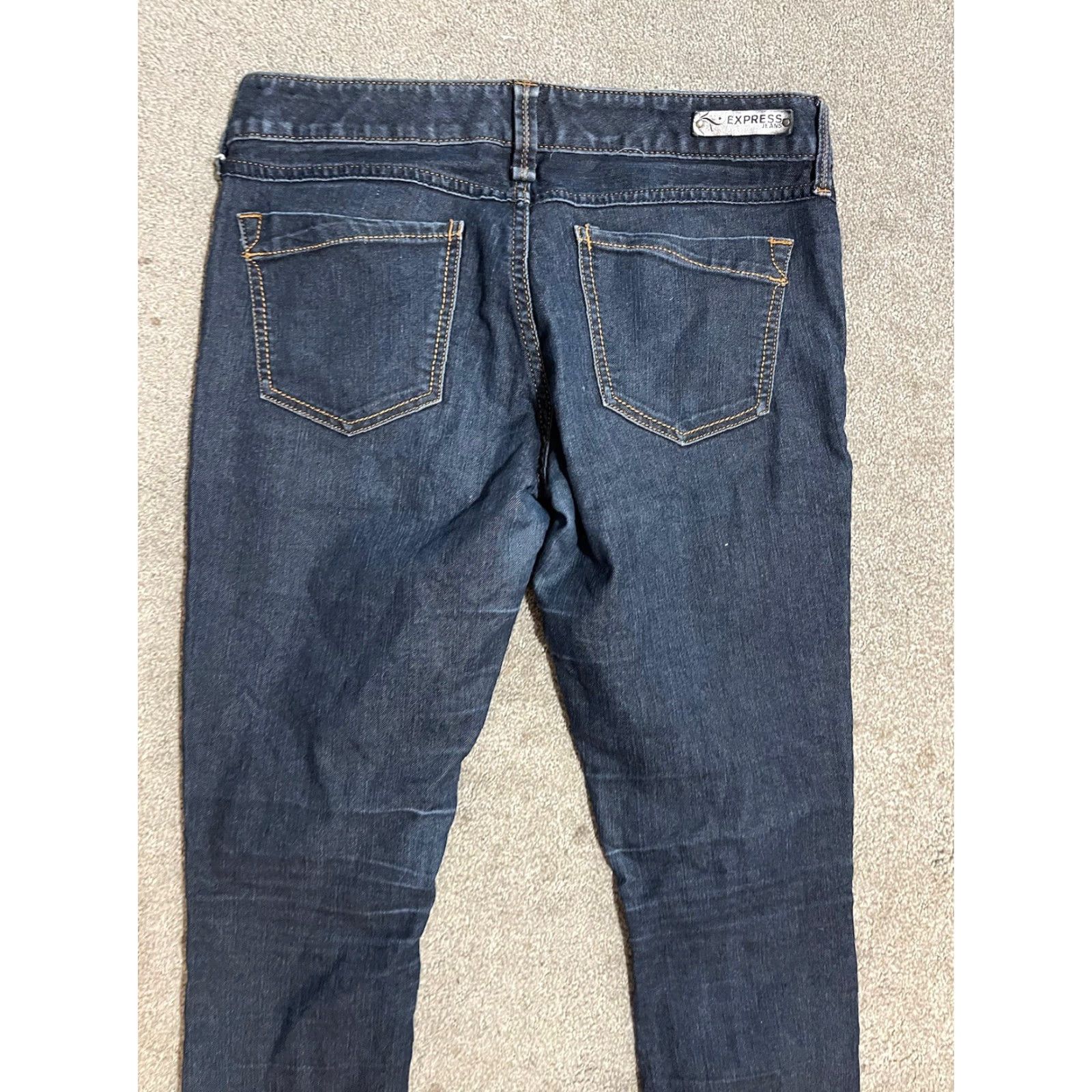 Express Express Zelda Jeans 6R Slim Fit Ultra Low Rise Dark Wash Blue Denim Jeans Women's Skinny Jegging 5-Pocket Express Logo Button Zipper Vintage No N/A Size 28" / US 6 / IT 42 - 2 Thumbnail