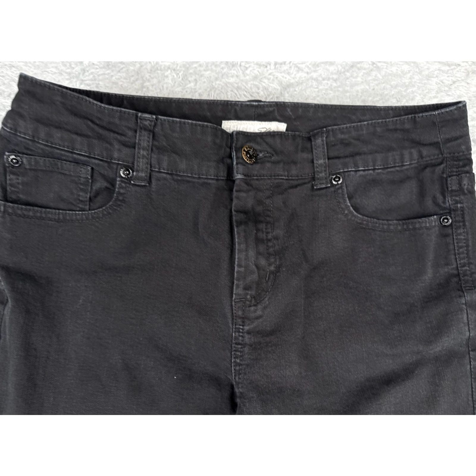 Vintage Chico's Jeans Women 0.5 Bootcut Denim Black 30x27 Mid Rise 5-Pocket Stretch Distressed Size 25" / US 0 / IT 36 - 4 Thumbnail