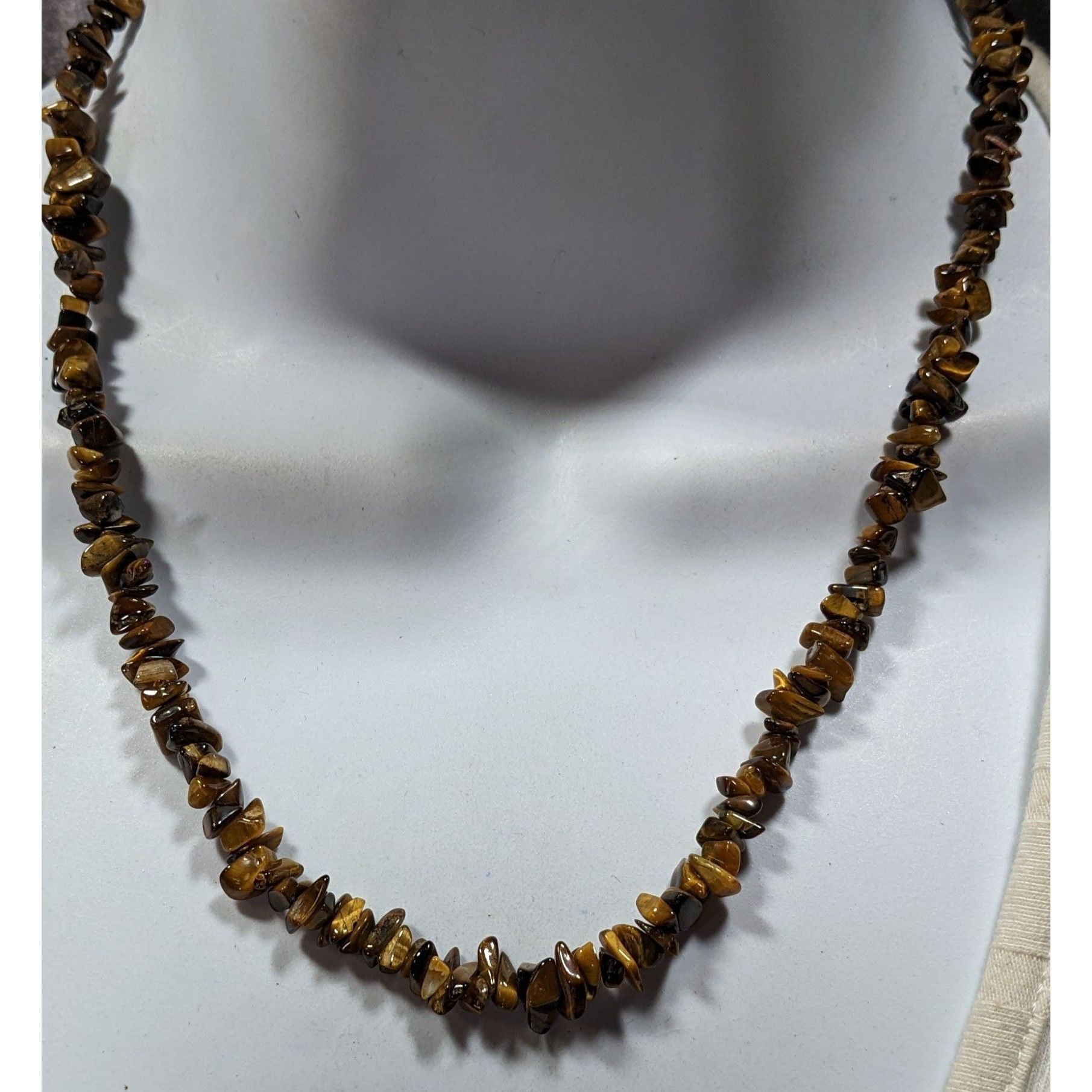 Other Natural Tiger Eye Chip Beaded Necklace With Barrel Clasp Size ONE SIZE - 2 Thumbnail