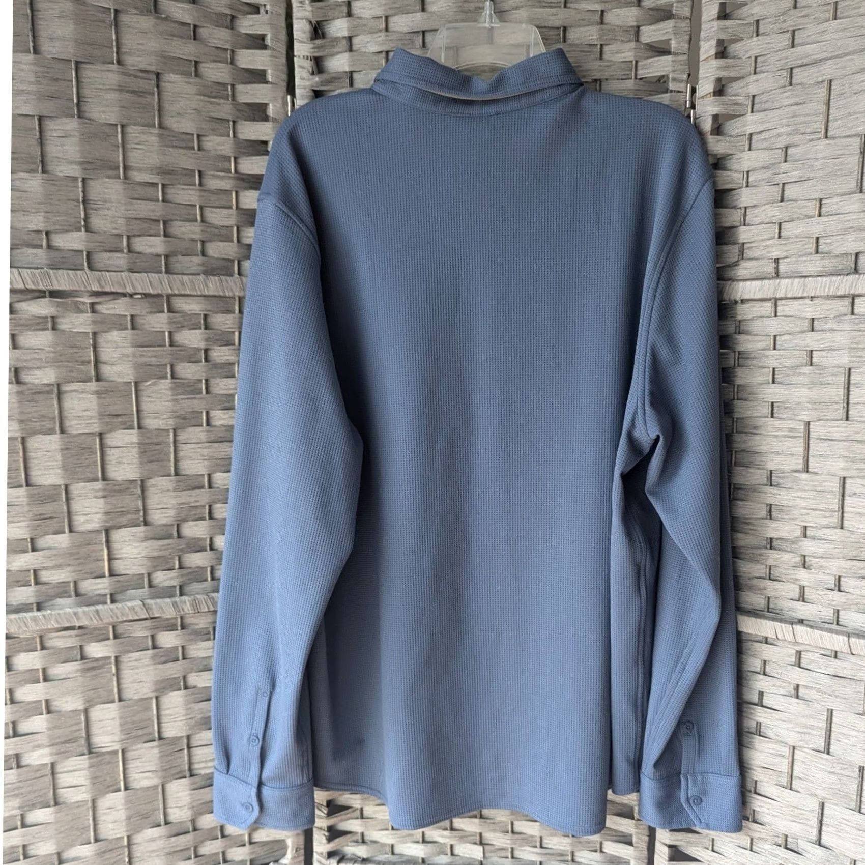Vintage REI Co-op Mens XL Blue Waffle Knit Long Sleeve Button Up Hiking Shirt Stretch Size US XL / EU 56 / 4 - 3 Thumbnail