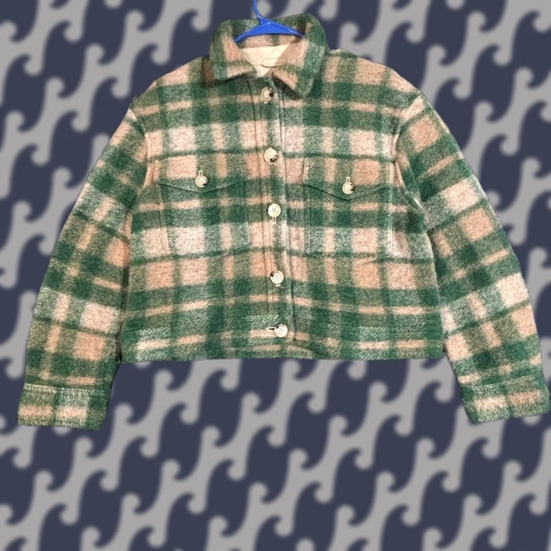 Vintage Wilfred Aritzia Green Brown Plaid Button Up Jacket Women’s Size S Green Womens Small Plaid Jacket Size S / US 4 / IT 40 - 1 Thumbnail