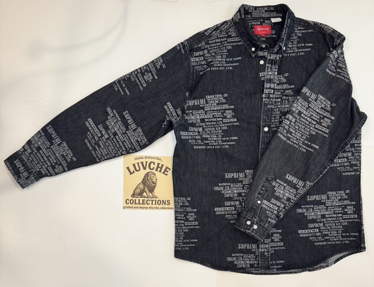 Supreme Supreme Black Denim Text Print Button-Up Shirt Size US M / EU 48-50 / 2 - 2 Thumbnail