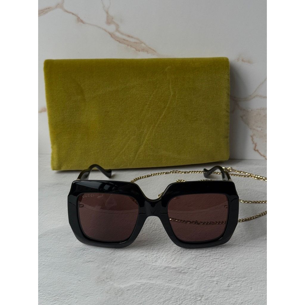 Gucci NEW Gucci GG1022S Black Chain Oversized Logo Sunglasses Size ONE SIZE - 6 Thumbnail