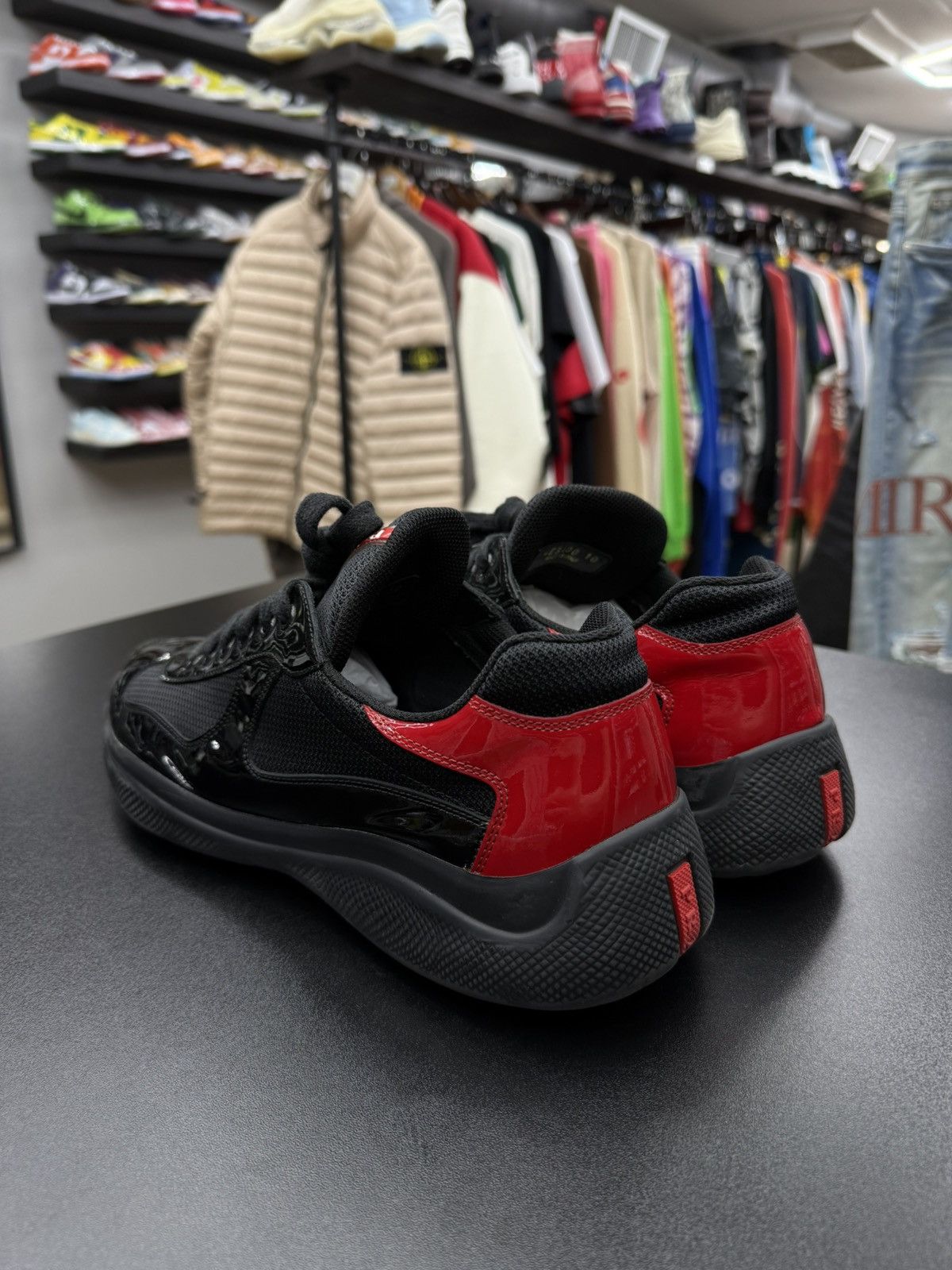 Prada Prada Americas Cup Sneaker Black Red Size 11 US 10 Prada Size US 11 / EU 44 - 12 Thumbnail