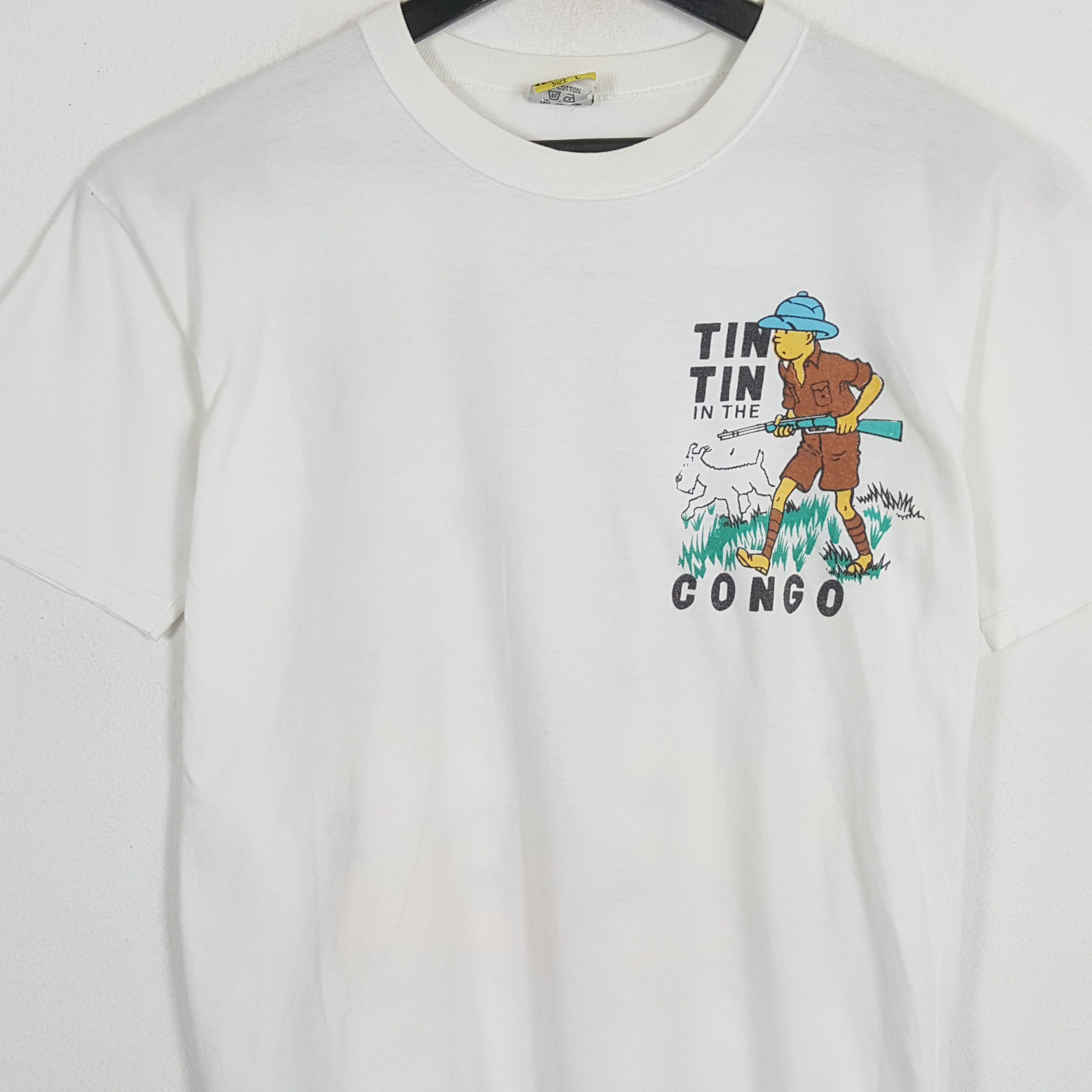 Vintage TINTIN IN THE CONGO Streetwear Style Cartoon Tshirt Size US M / EU 48-50 / 2 - 4 Thumbnail