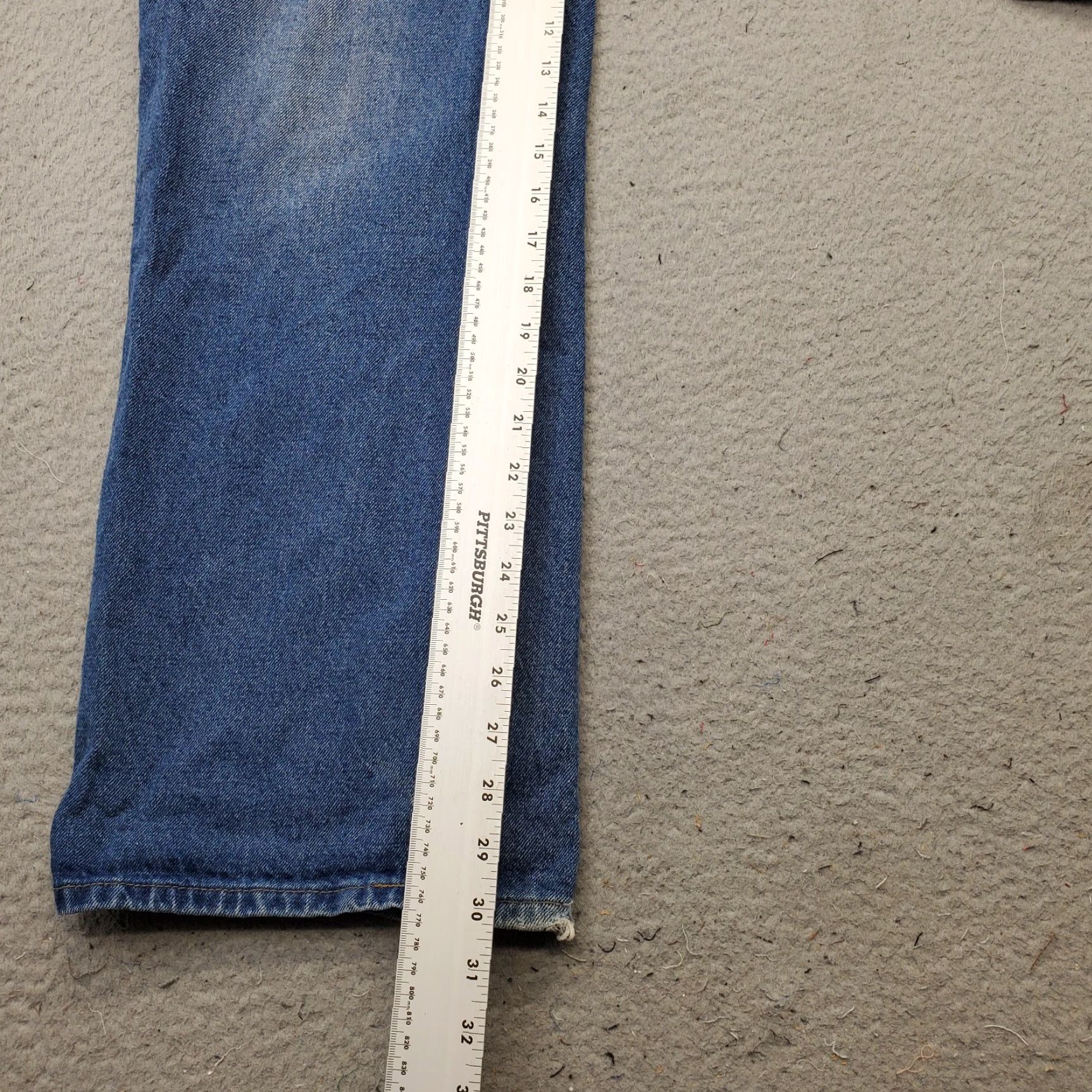 Vintage Edikted Womens Jeans Baggy Blue Denim Faded Medium Wash Carpenter XS 28" Inseam 30.25" 5-Pocket Regular Size 26" / US 2 / IT 38 - 4 Thumbnail