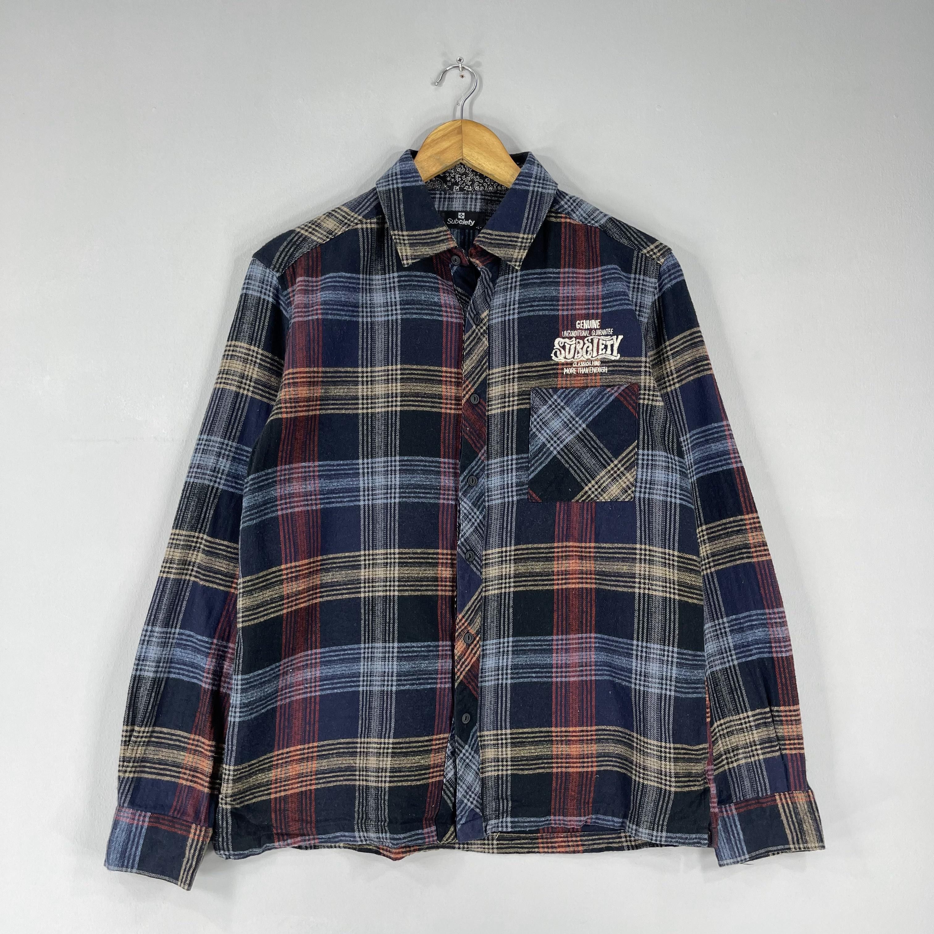 Japanese Brand Vintage Subciety Japan Checkered Tartan Minimalist Flannel Size US M / EU 48-50 / 2 - 7 Thumbnail